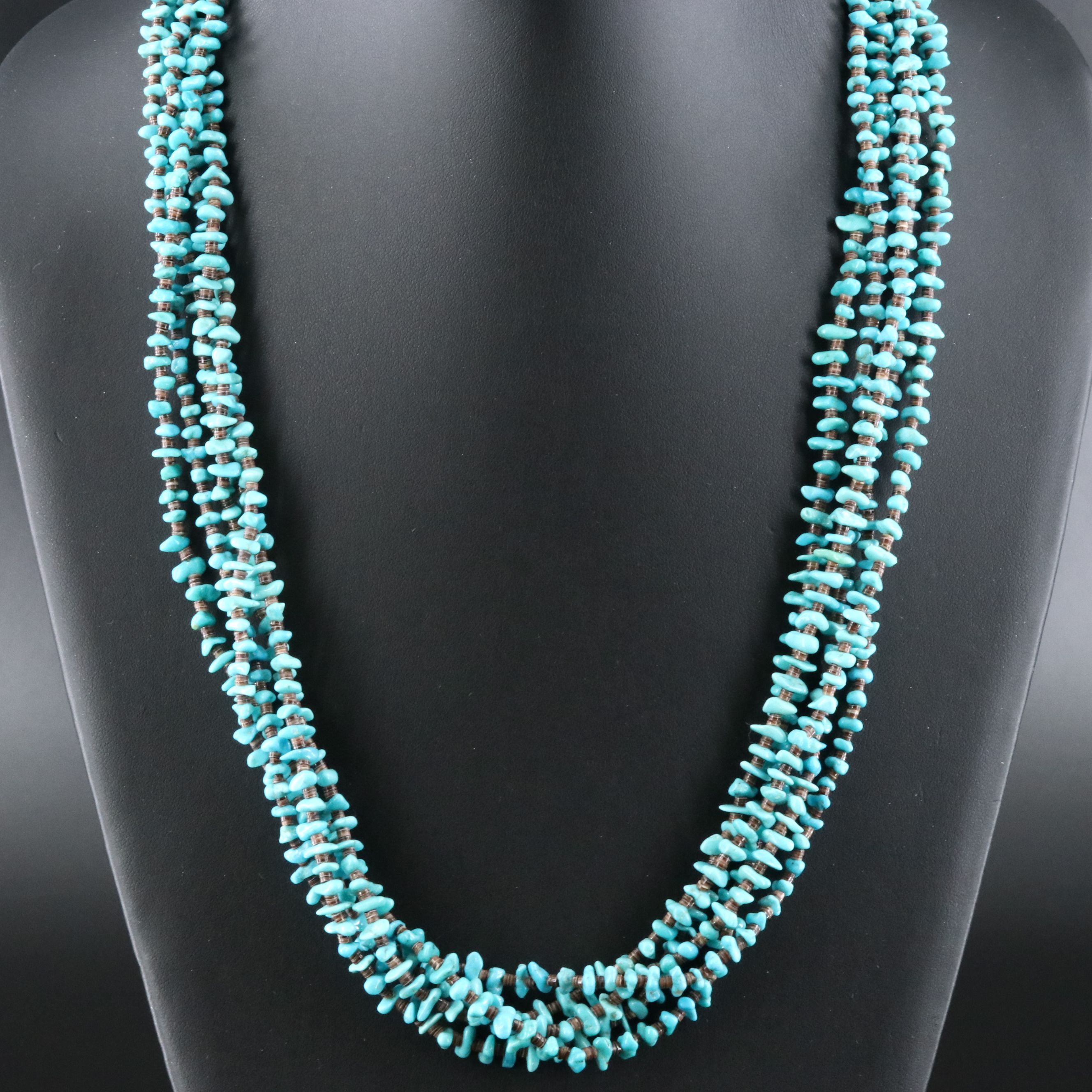 Five Strand Turquoise and Shell Heishi Bead Necklace