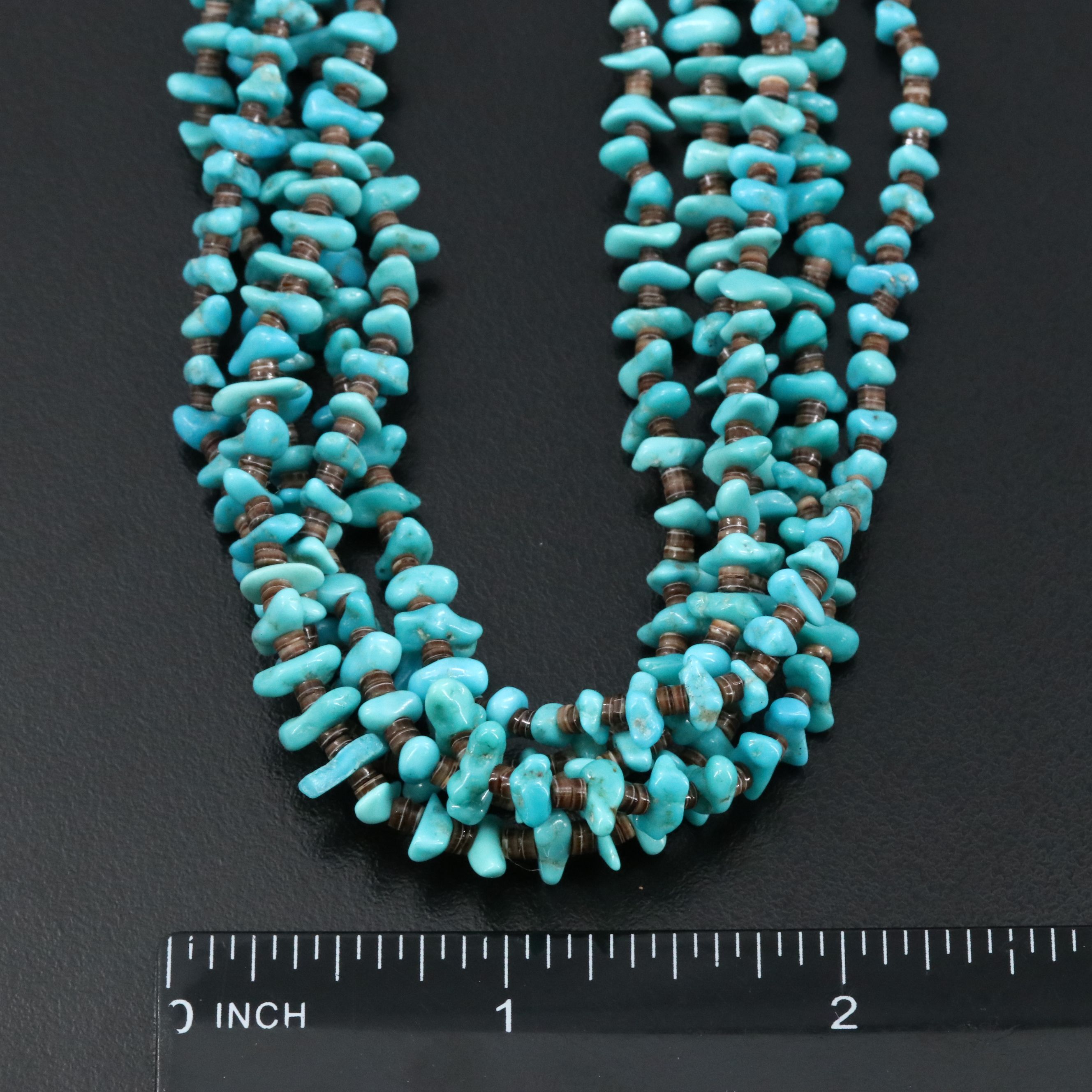 Five Strand Turquoise and Shell Heishi Bead Necklace