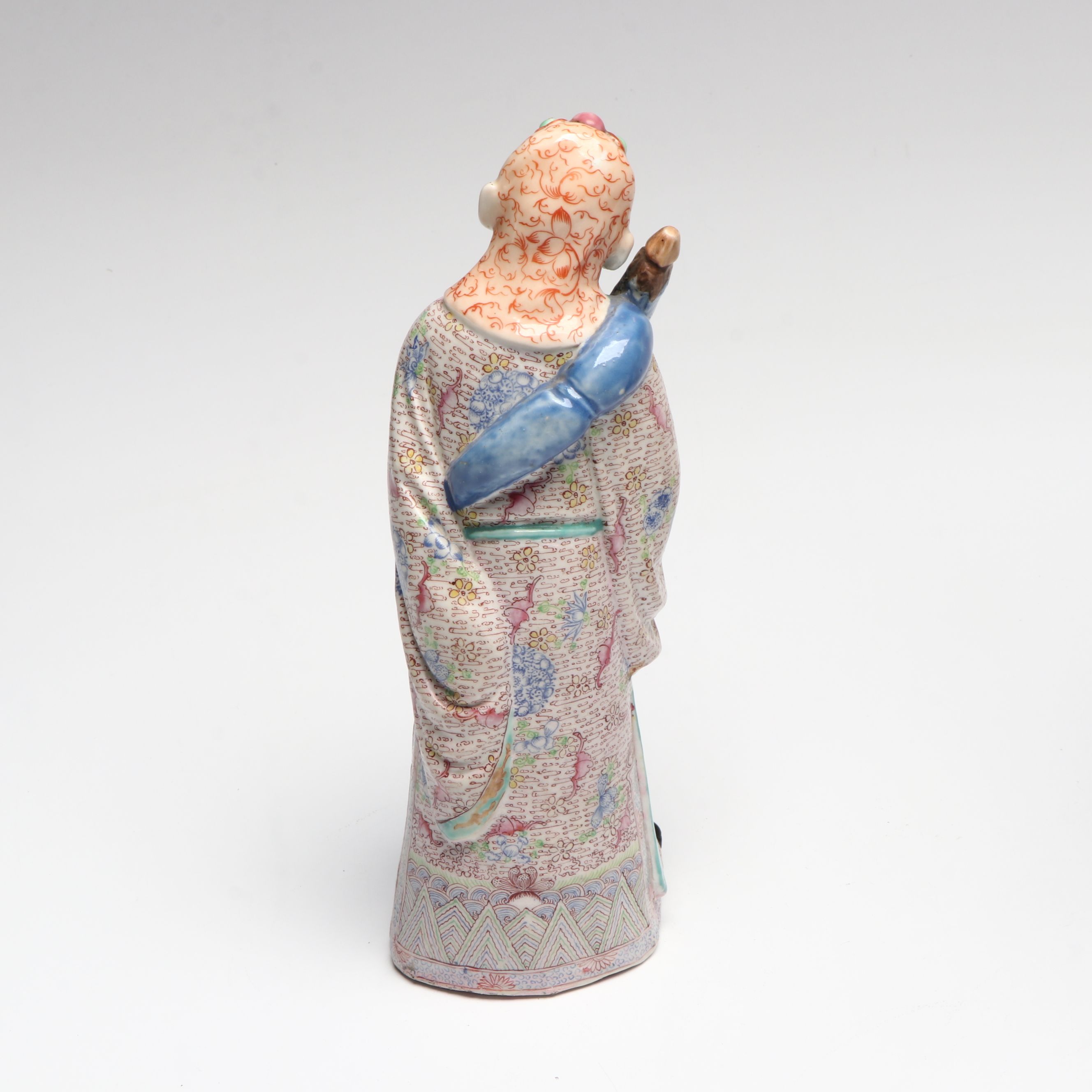 Chinese Republic Period Famille Rose Porcelain Vase, "Lan Caihe", Shiwan Figures