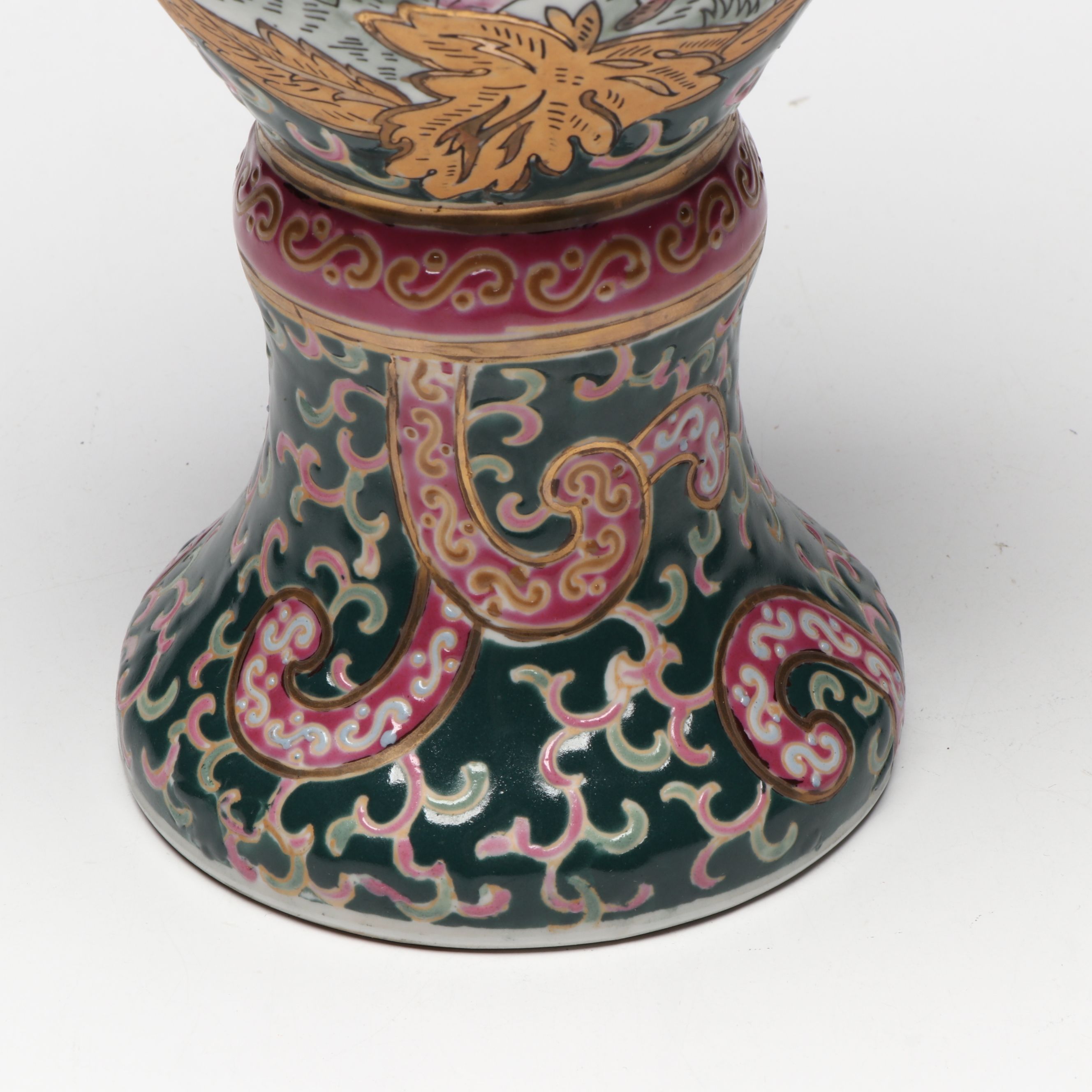 Chinese Republic Period Famille Rose Porcelain Vase, "Lan Caihe", Shiwan Figures