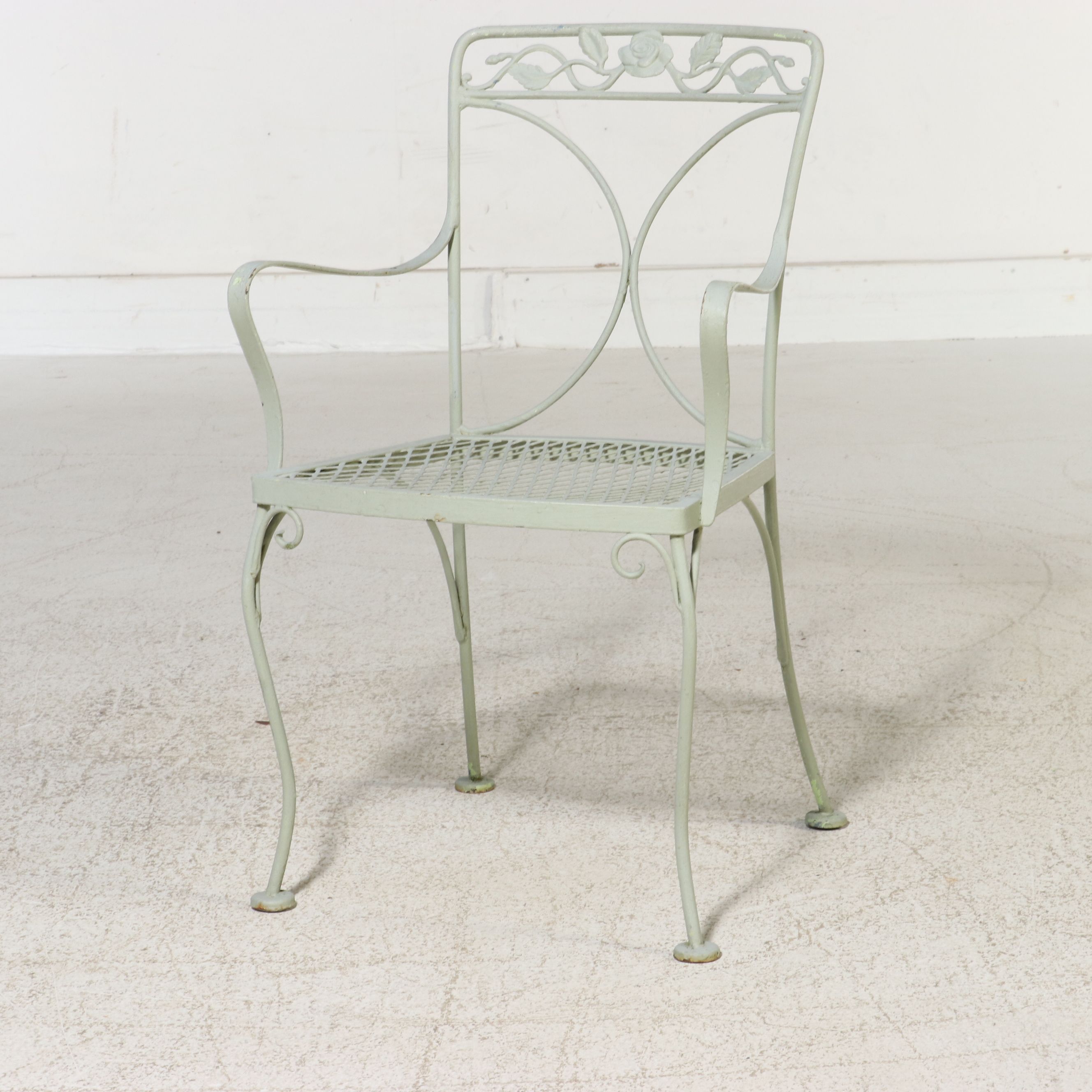 Green-Painted Wrought Iron Patio Lounge Furniture, Late 20th Century