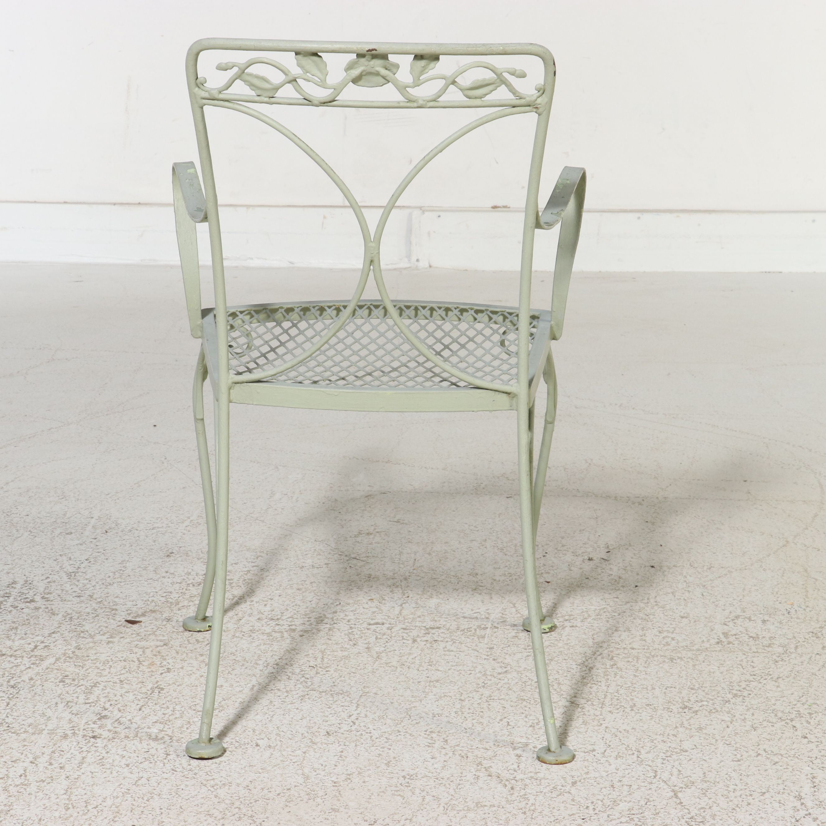 Green-Painted Wrought Iron Patio Lounge Furniture, Late 20th Century