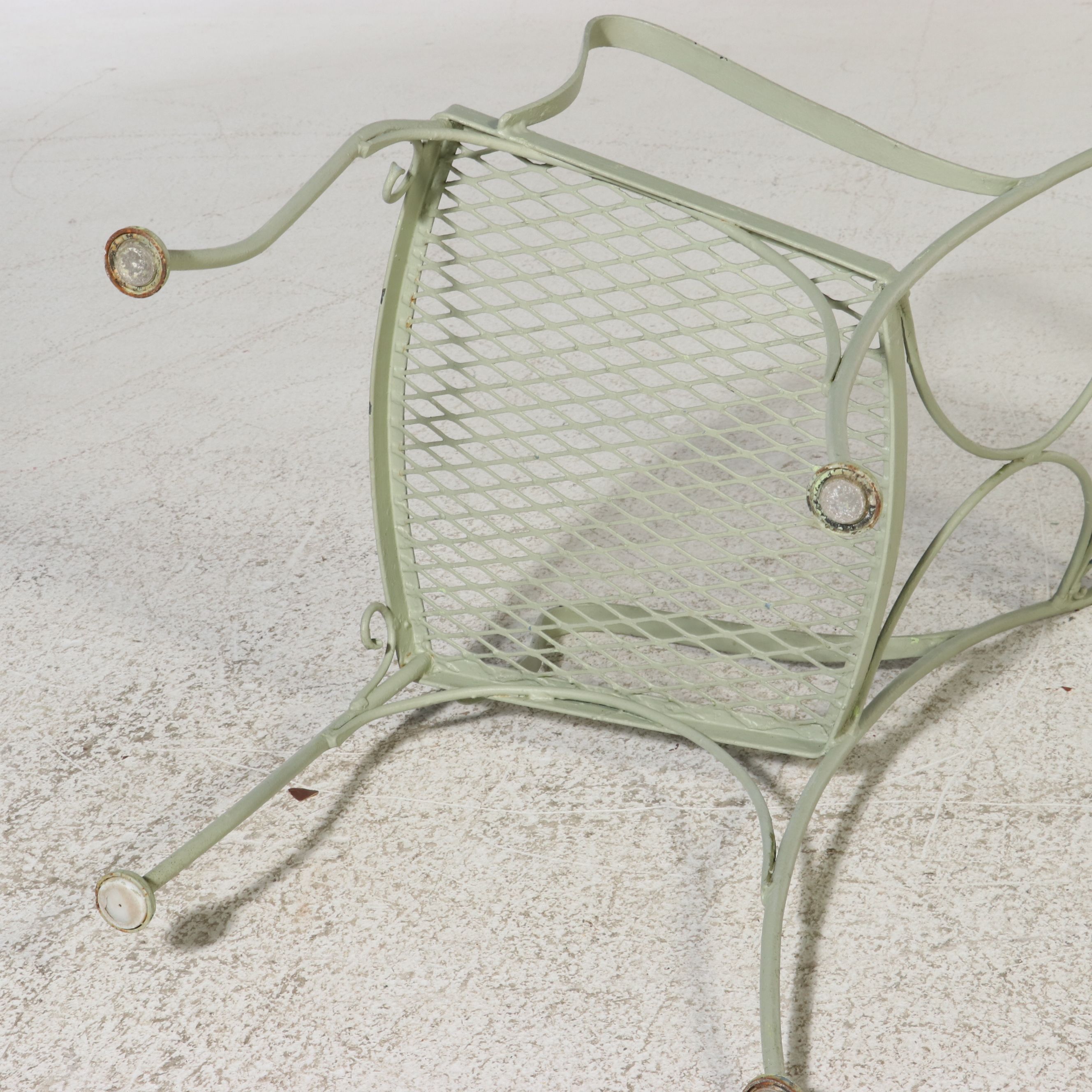 Green-Painted Wrought Iron Patio Lounge Furniture, Late 20th Century