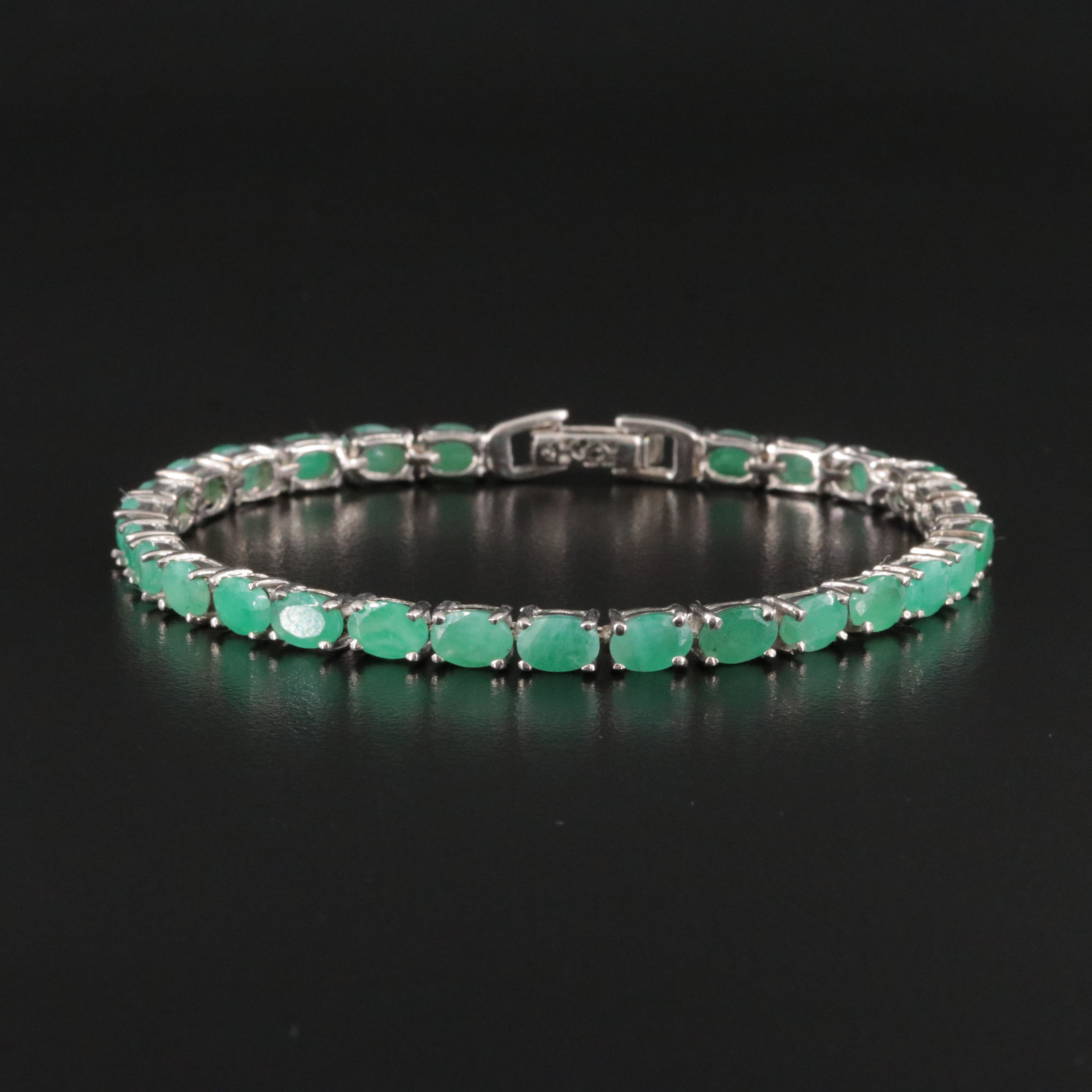 Sterling Emerald Line Bracelet