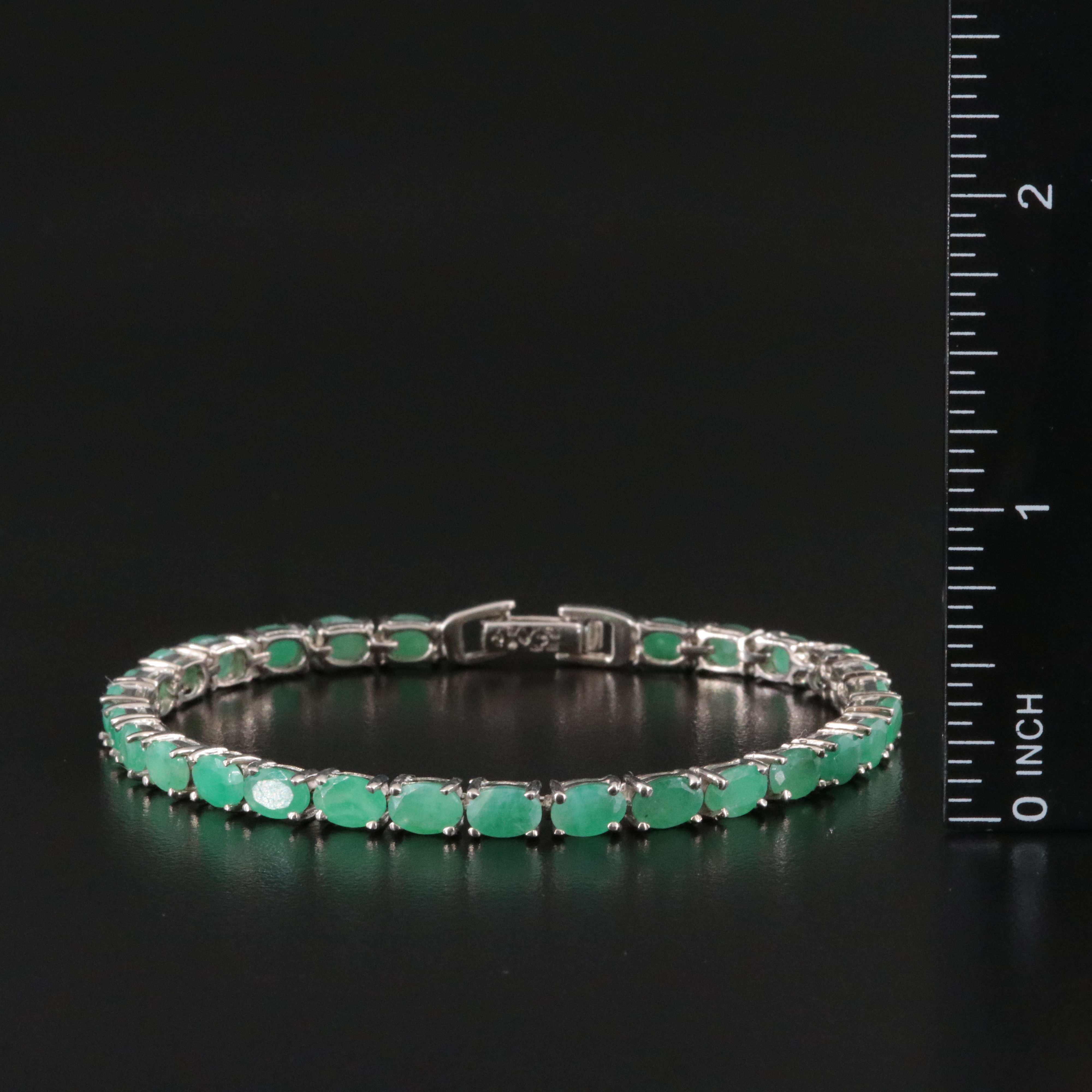 Sterling Emerald Line Bracelet