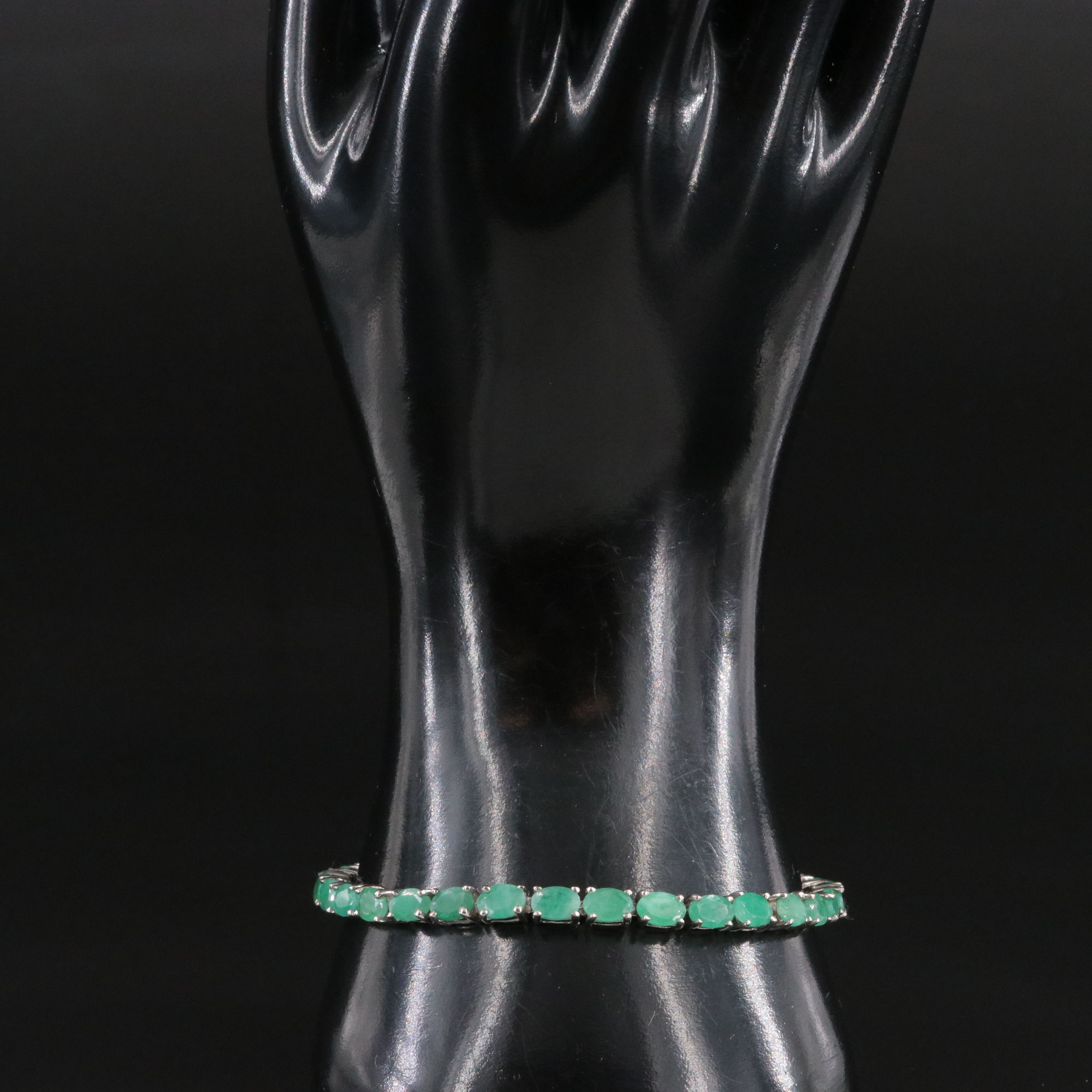 Sterling Emerald Line Bracelet