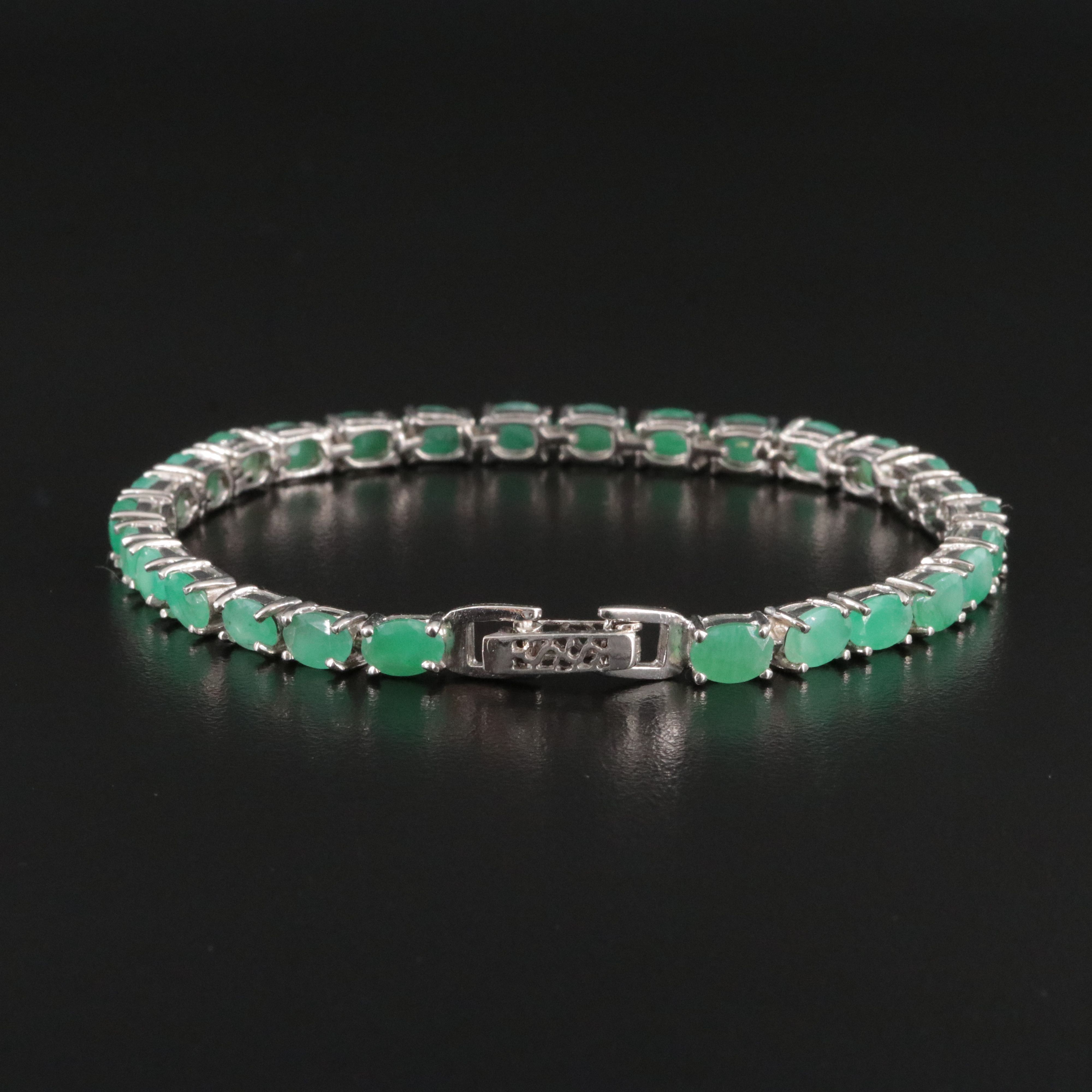 Sterling Emerald Line Bracelet