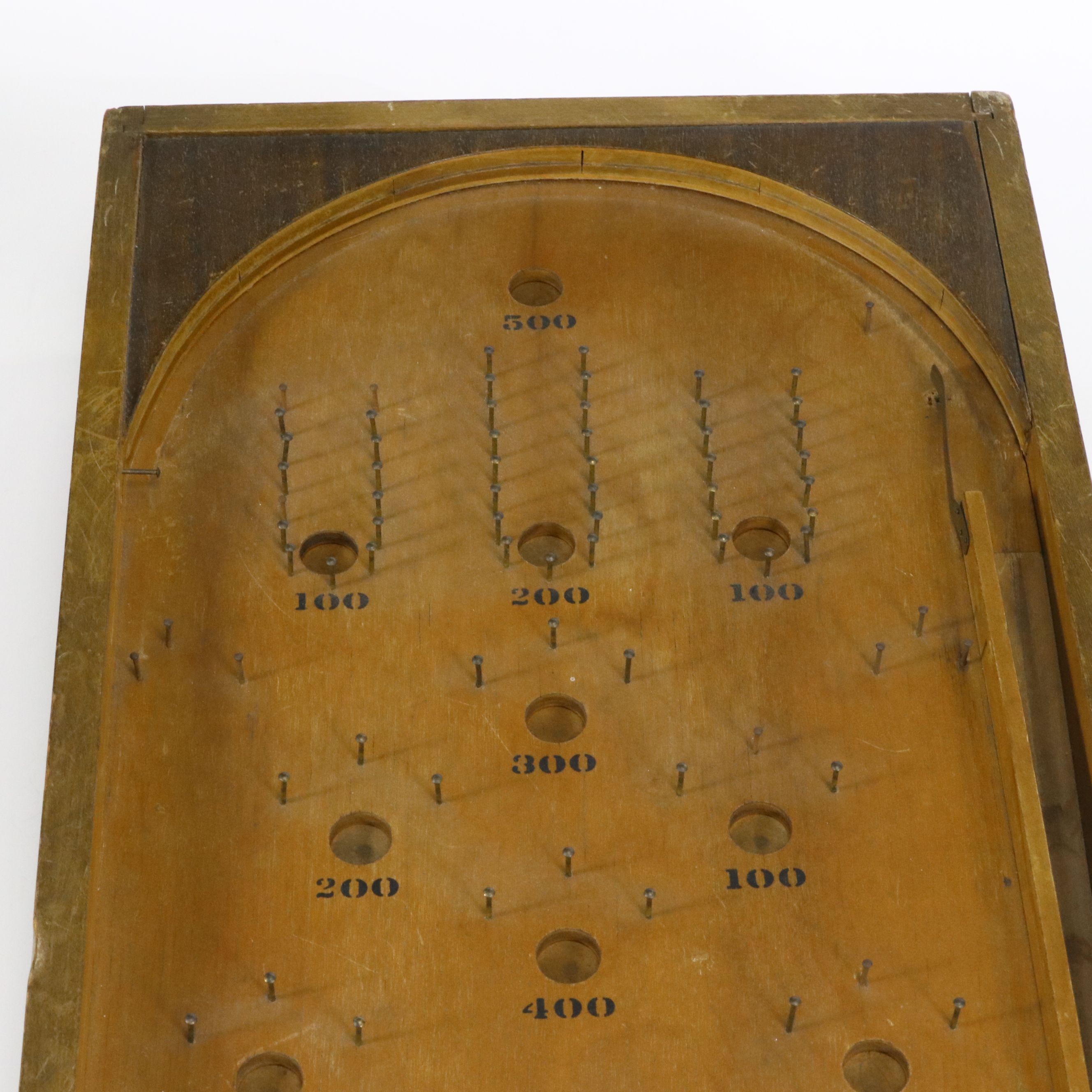 Vintage Wooden Spring-Loaded Bagatelle Game