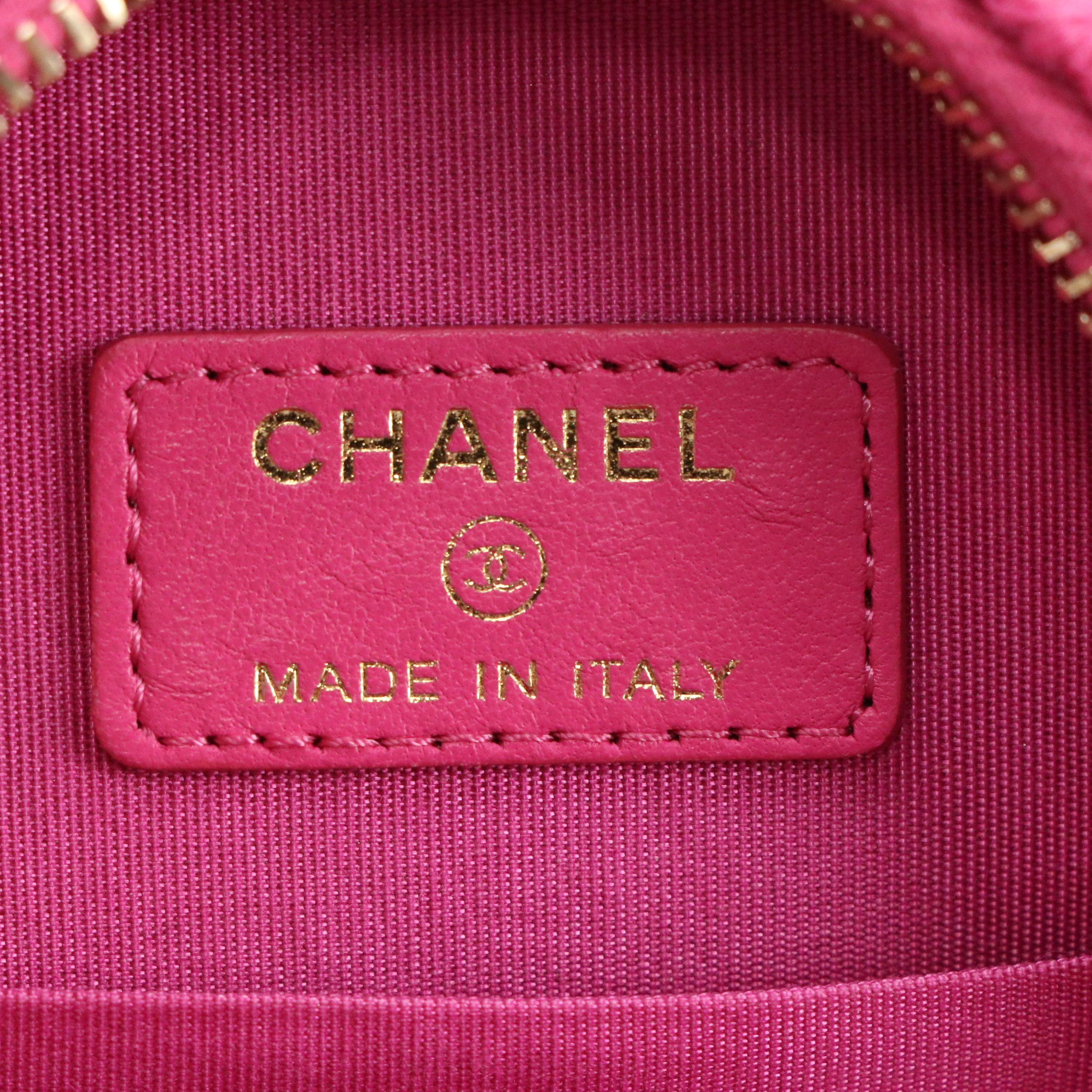 Chanel Round Wool Tweed Clutch with Chain and Lambskin Leather Coin Purse