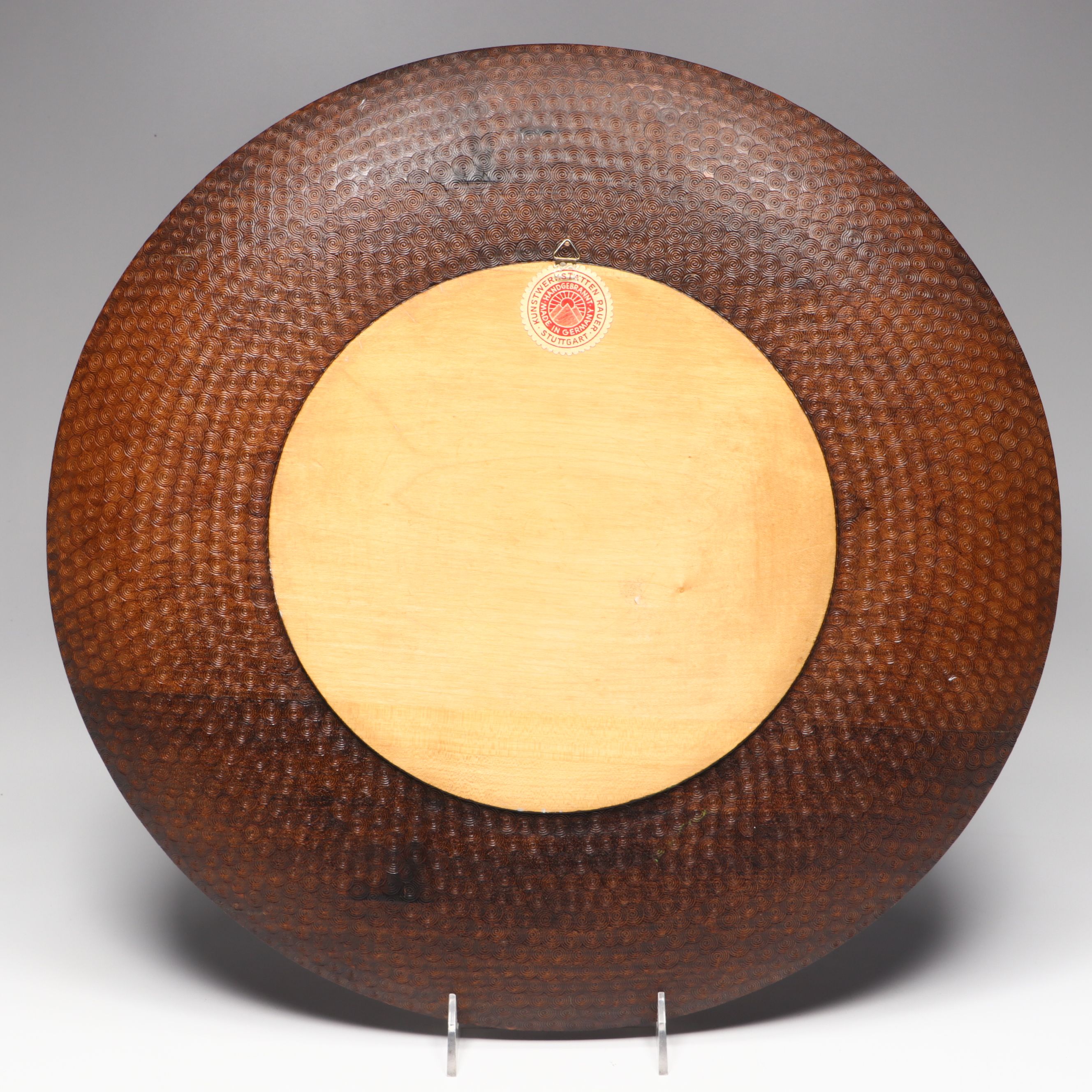 German City Crest Hand-Carved Wood Charger