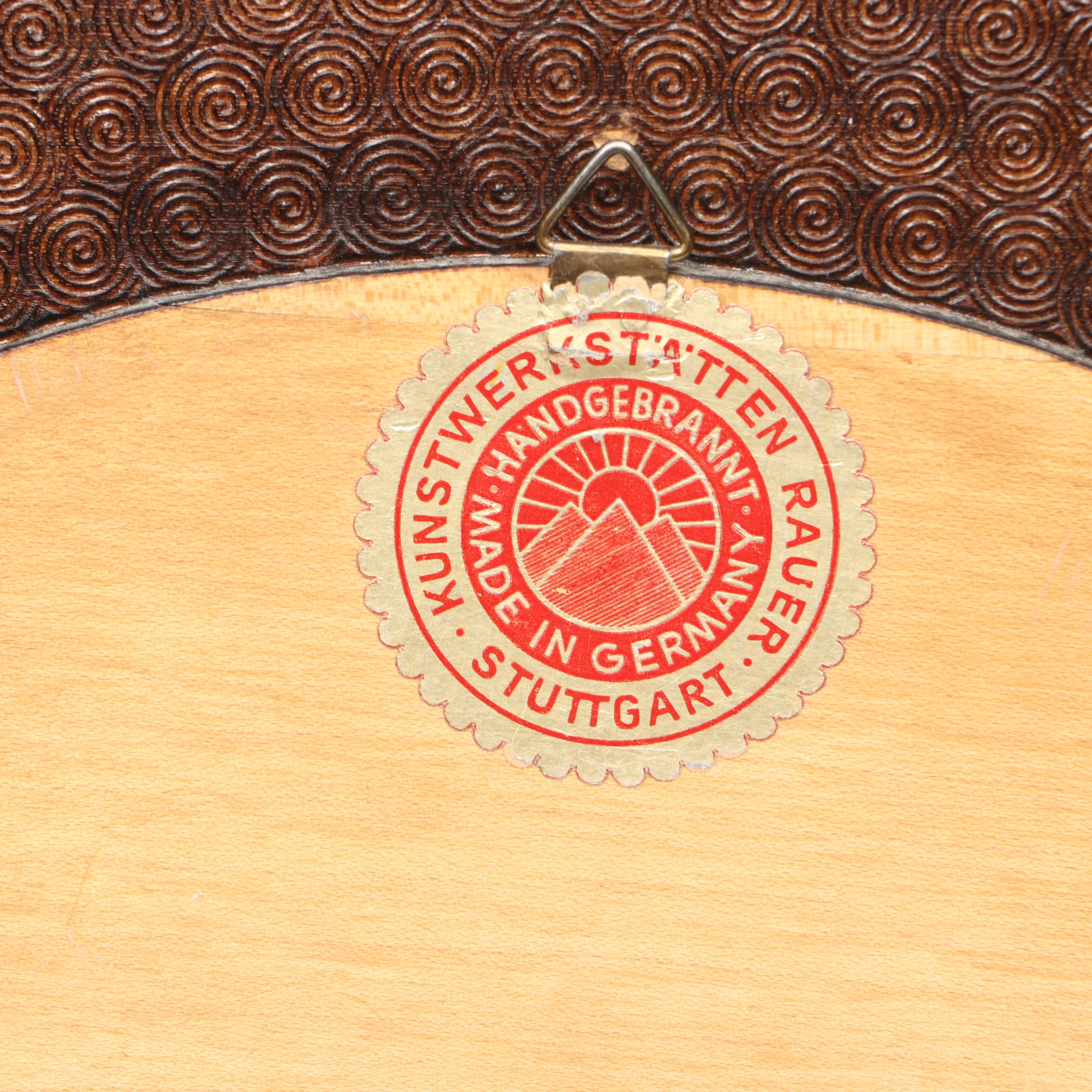 German City Crest Hand-Carved Wood Charger