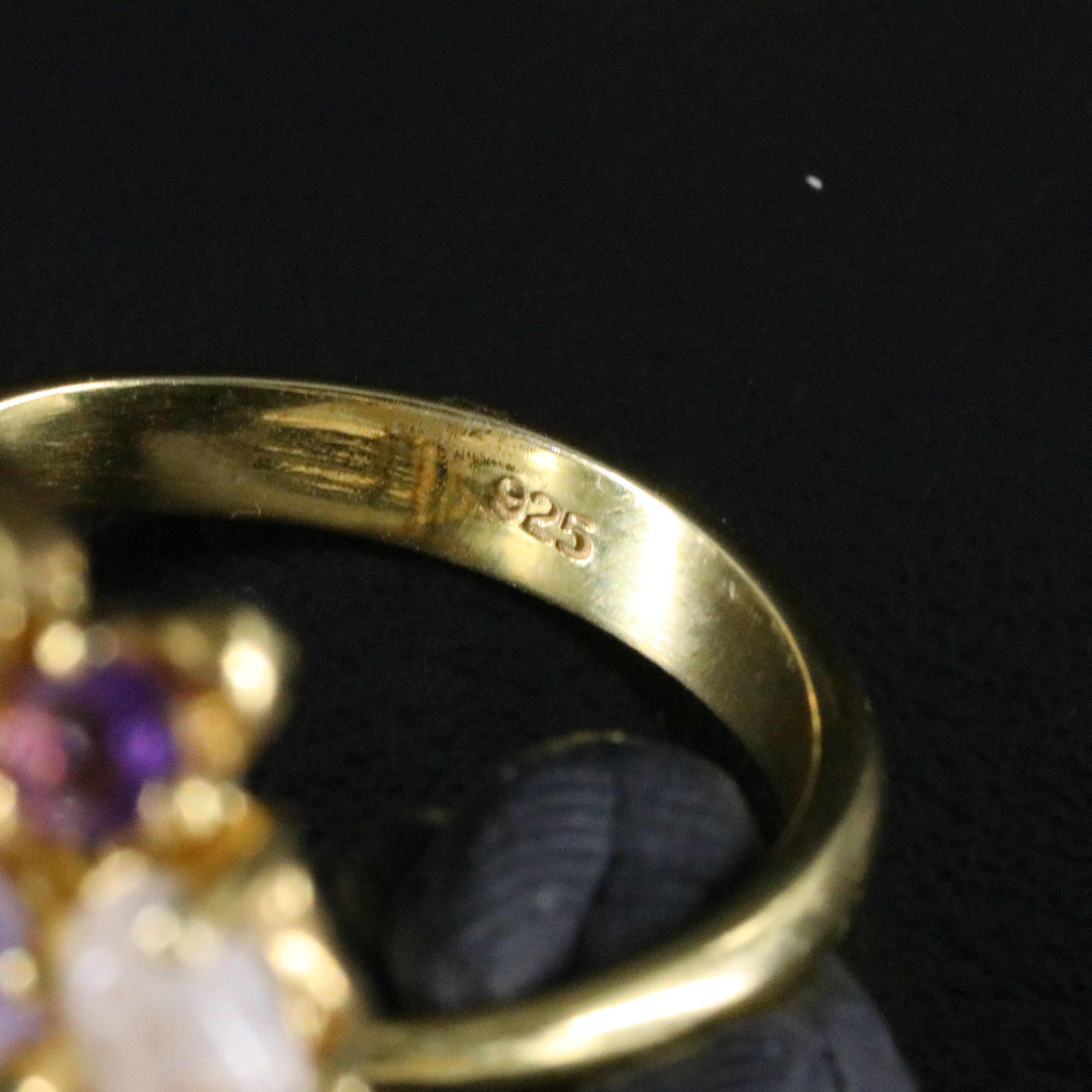 Sterling Moonstone, Amethyst, and Iolite Ring