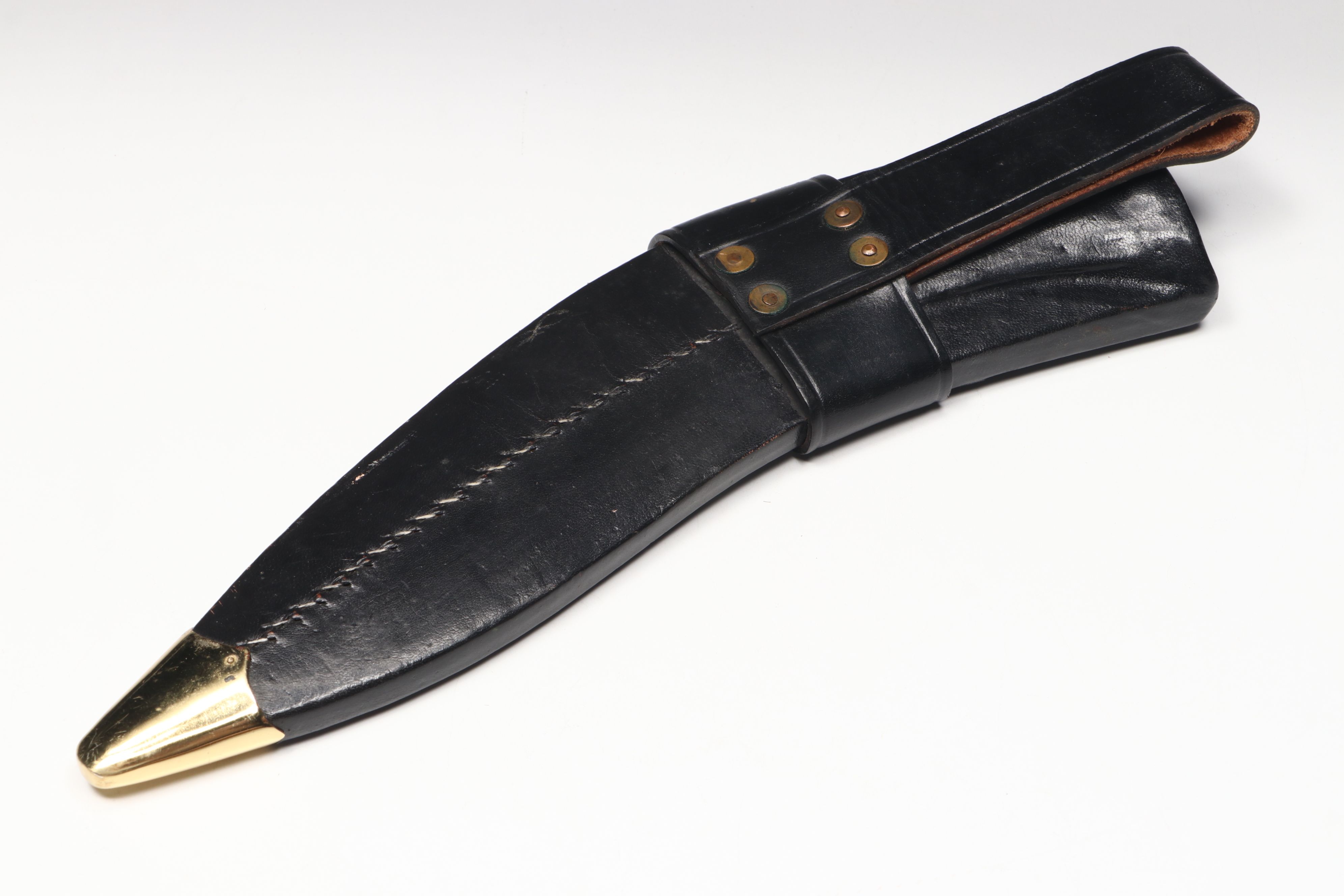 Steel Kukri Knife with Wood Handle in Leather Scabbard