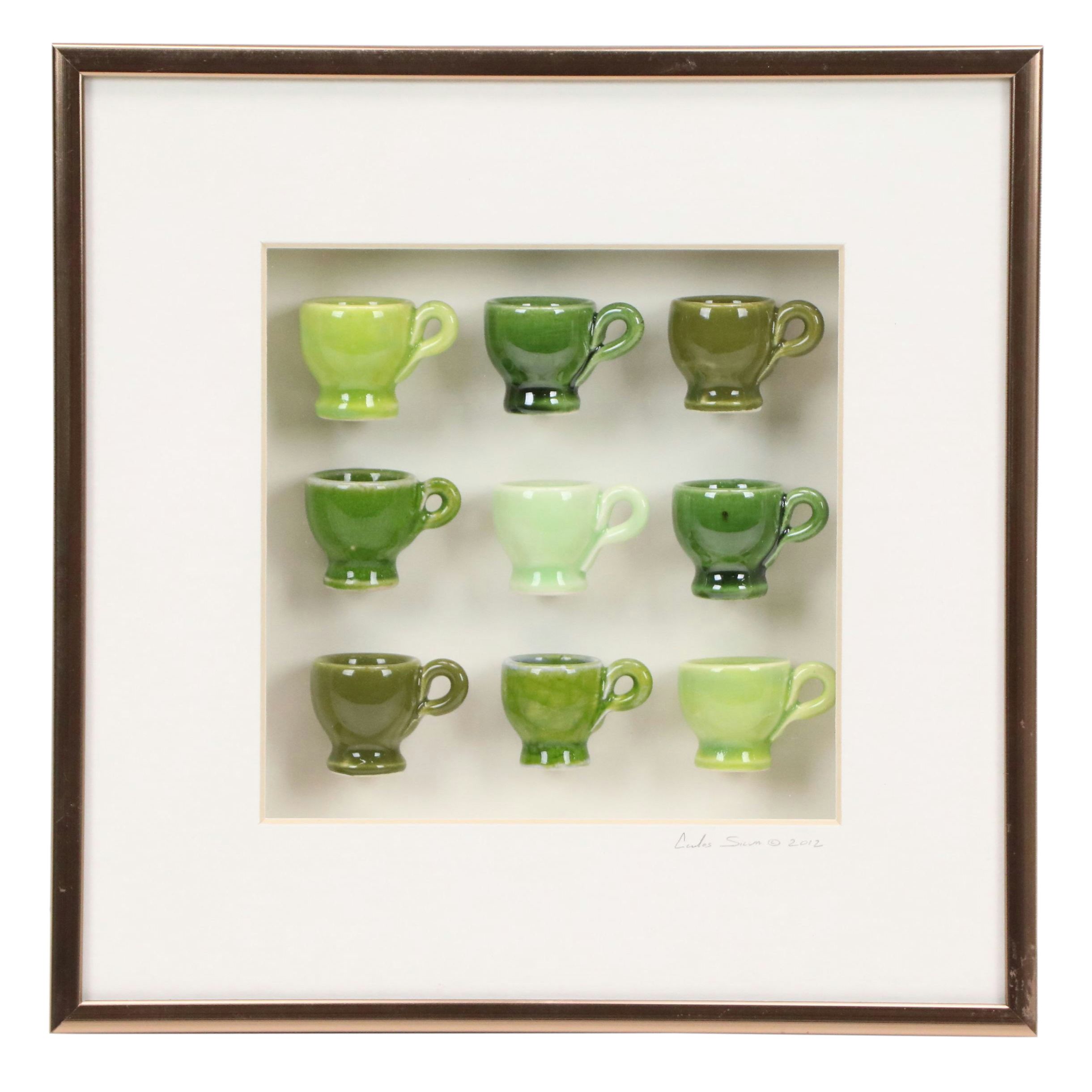 Carlos Silva Miniature Glazed Ceramic Teacup Display, 2012
