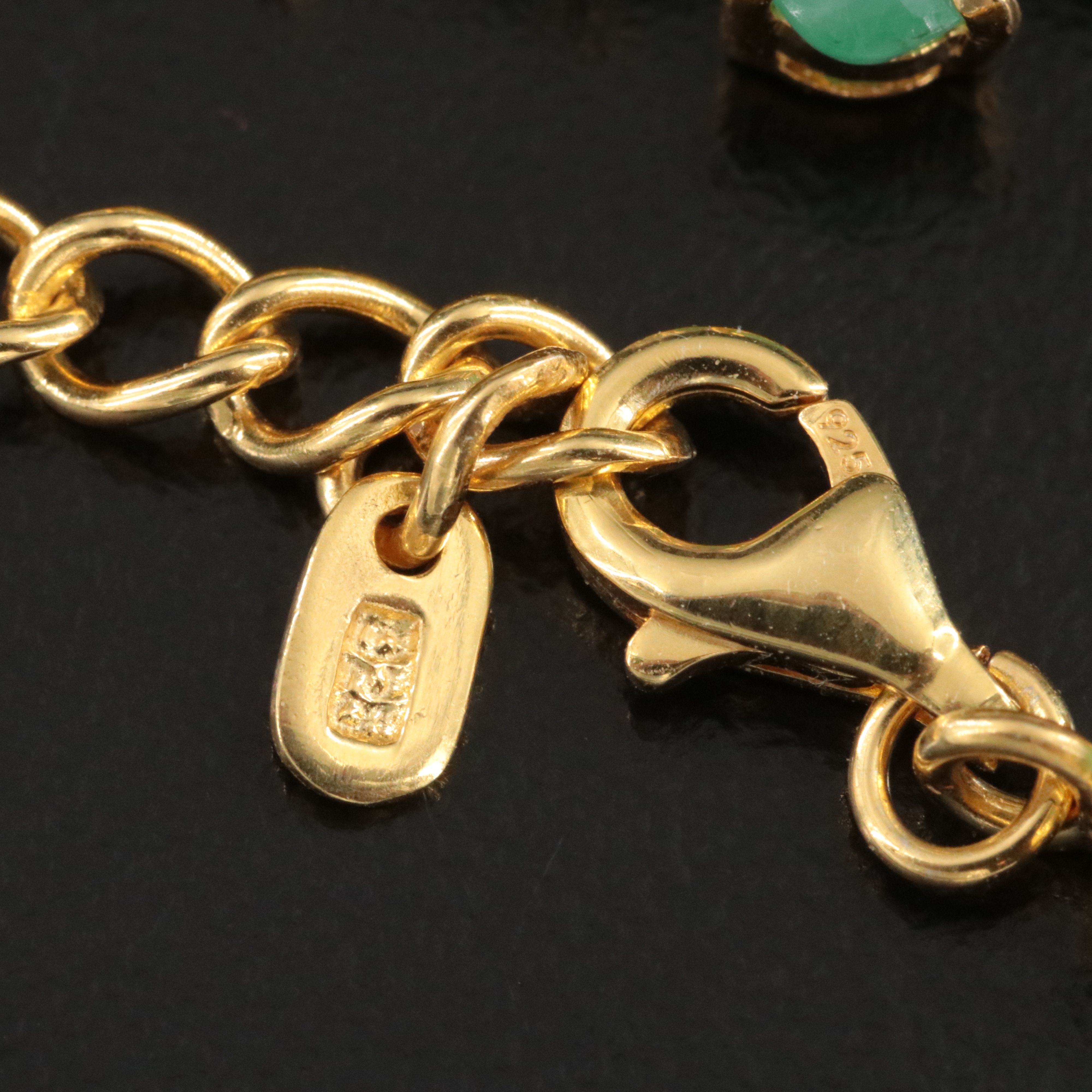 Sterling Emerald and Ruby Flower Bracelet