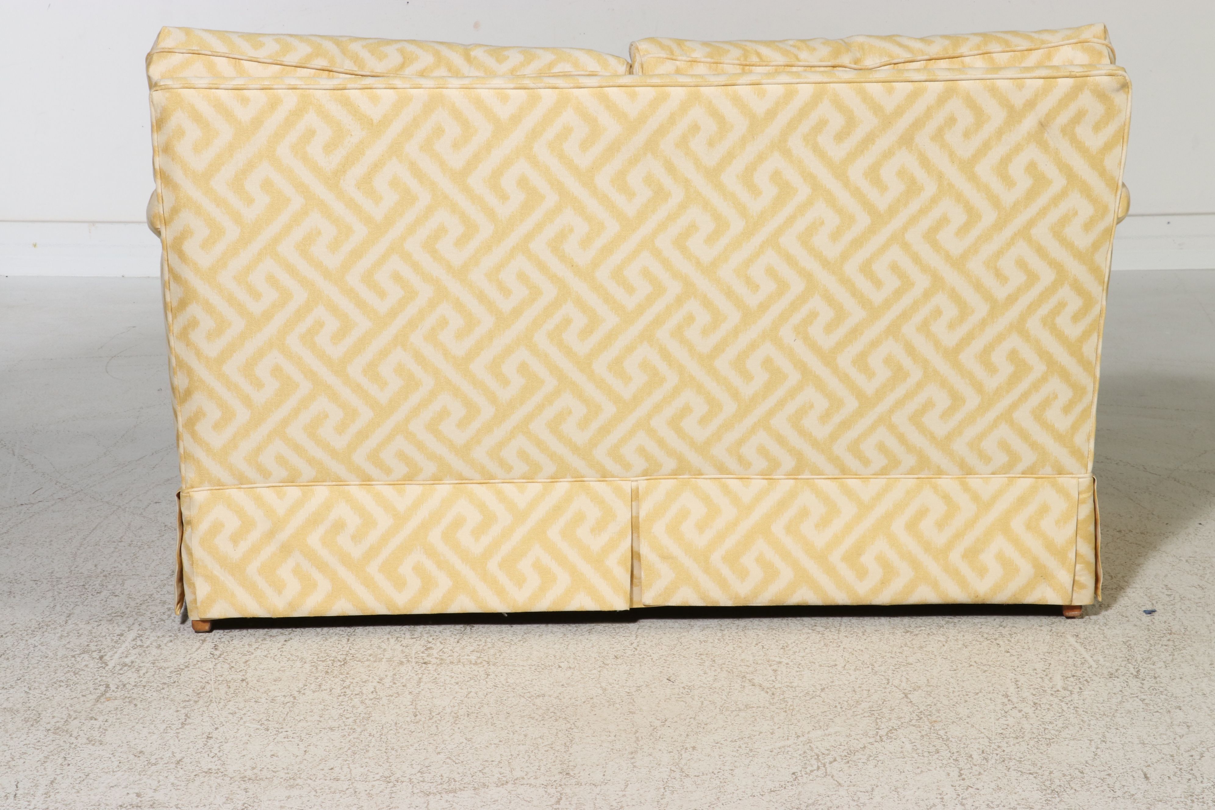 Hollywood Regency Style Greek Key Upholstered Loveseat