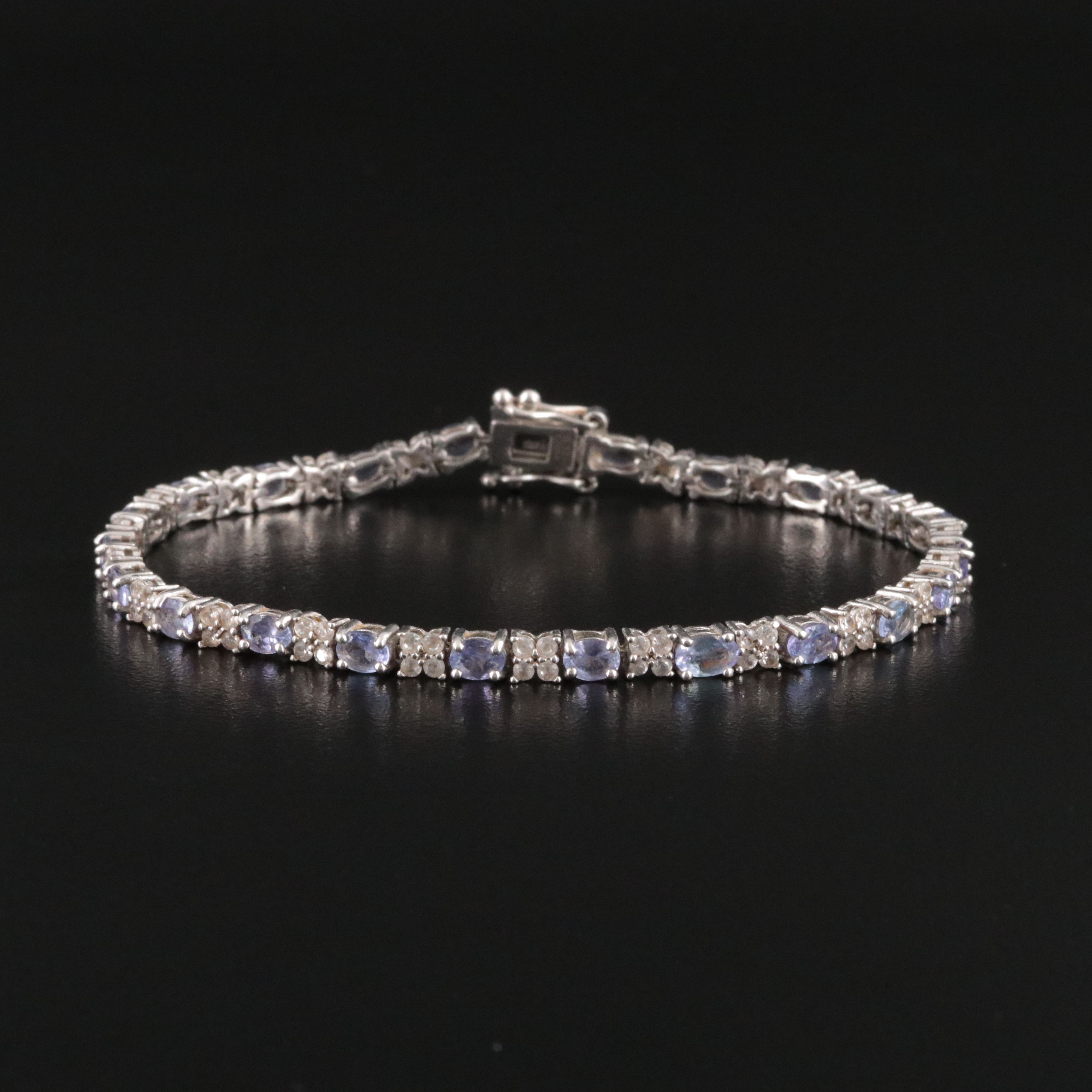 Sterling Tanzanite and White Topaz Bracelet