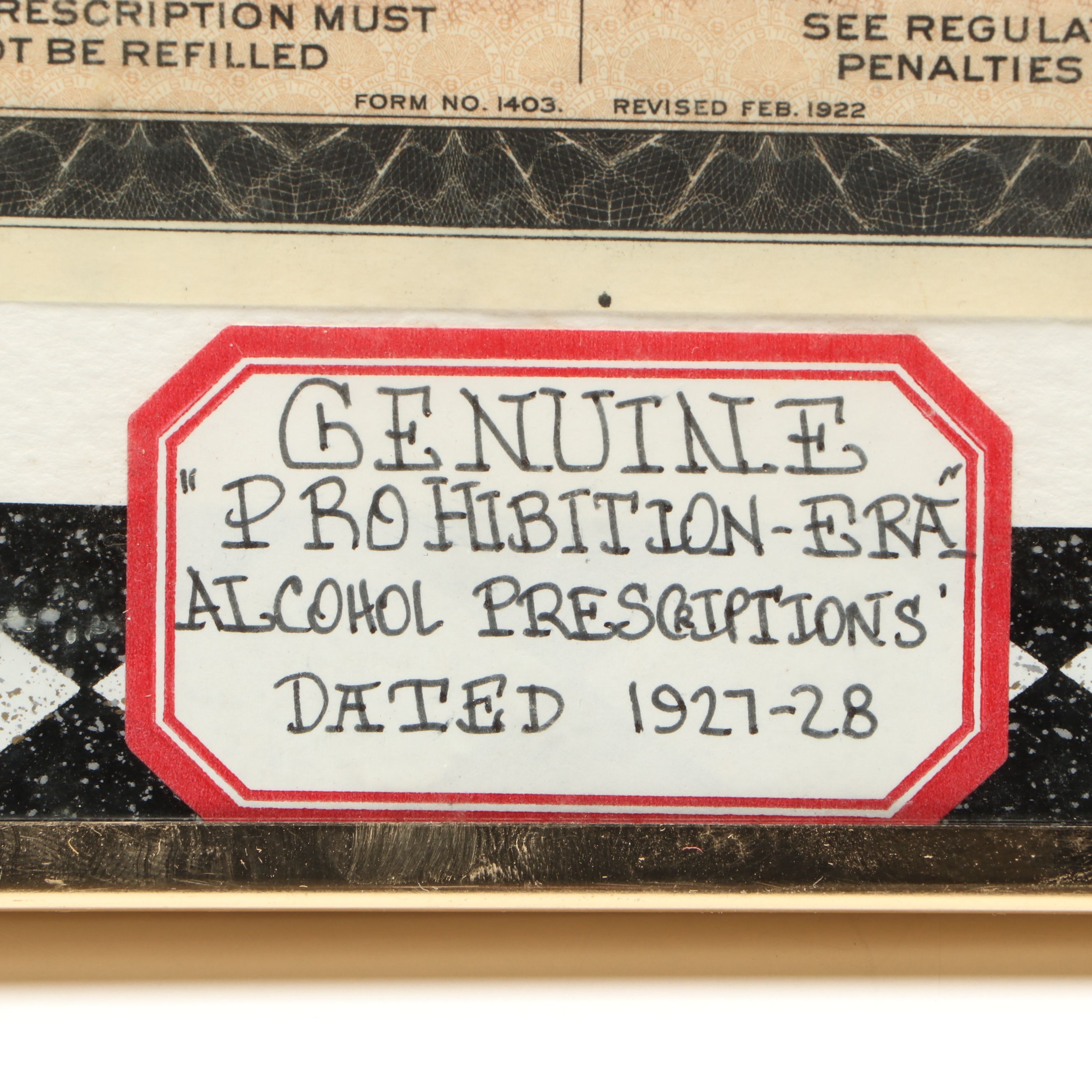 Prohibition Era Prescription Form for Alcohol, 1927