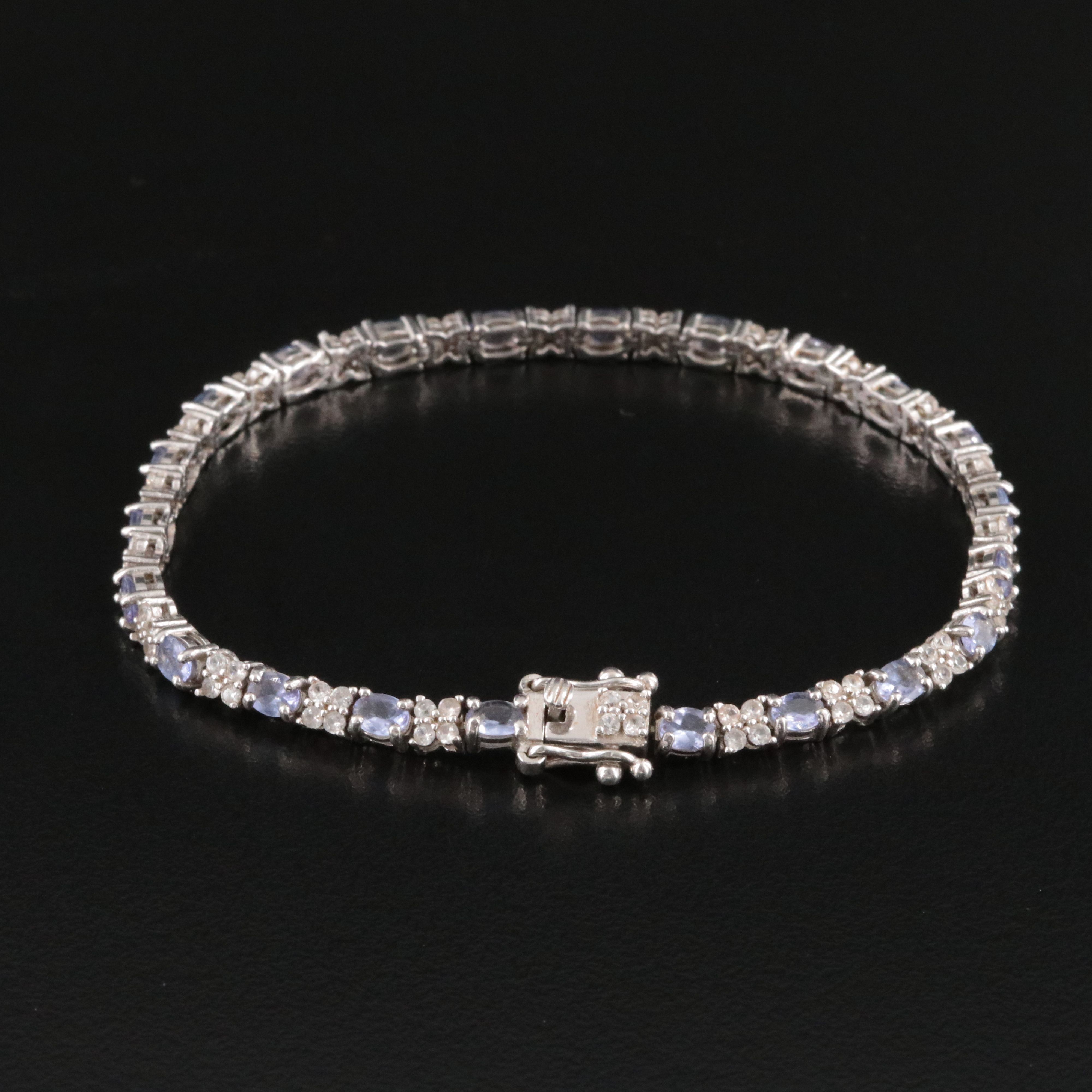 Sterling Tanzanite and White Topaz Bracelet