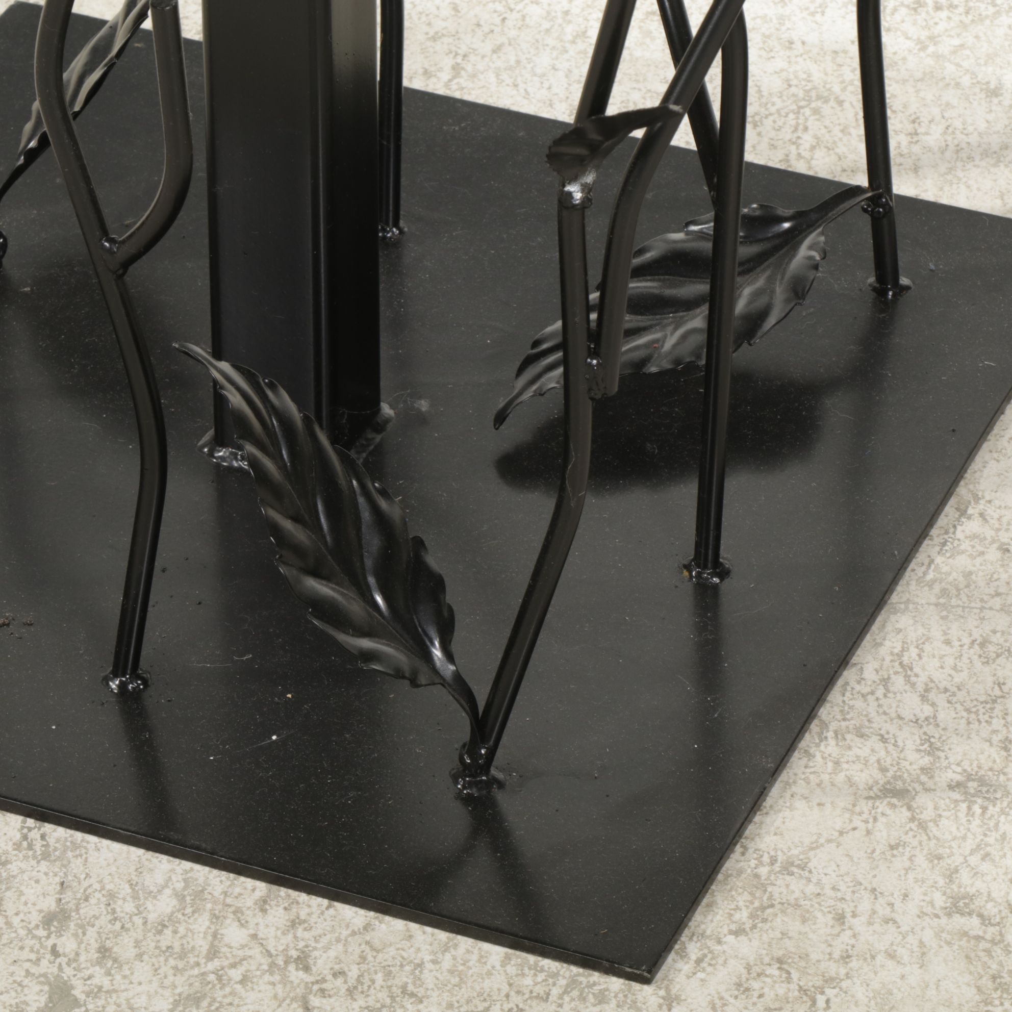 Pair of Contemporary Forged Metal Side Tables with Granite Tops
