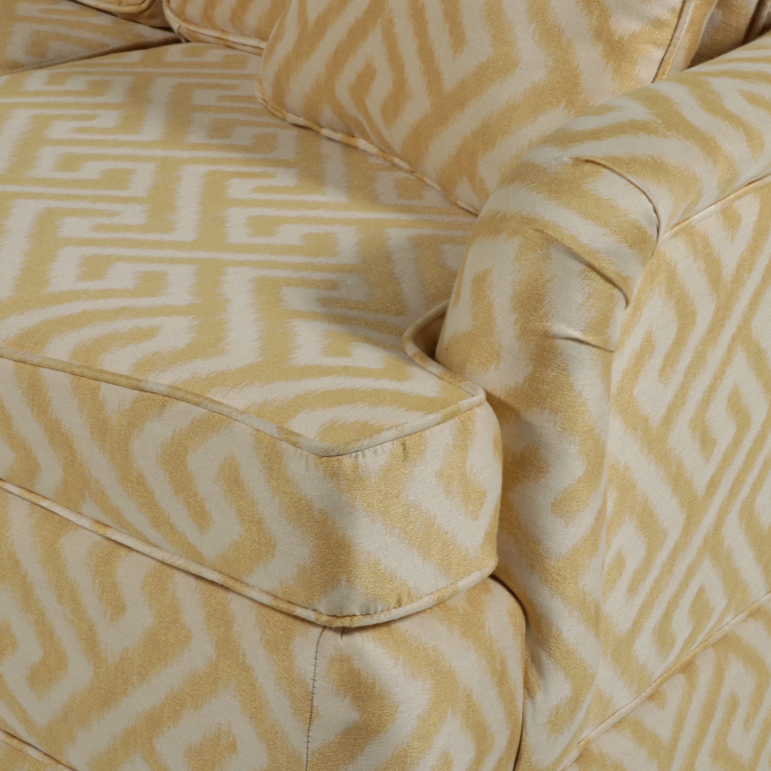 Contemporary Hollywood Regency Style Greek Key Upholstered Loveseat