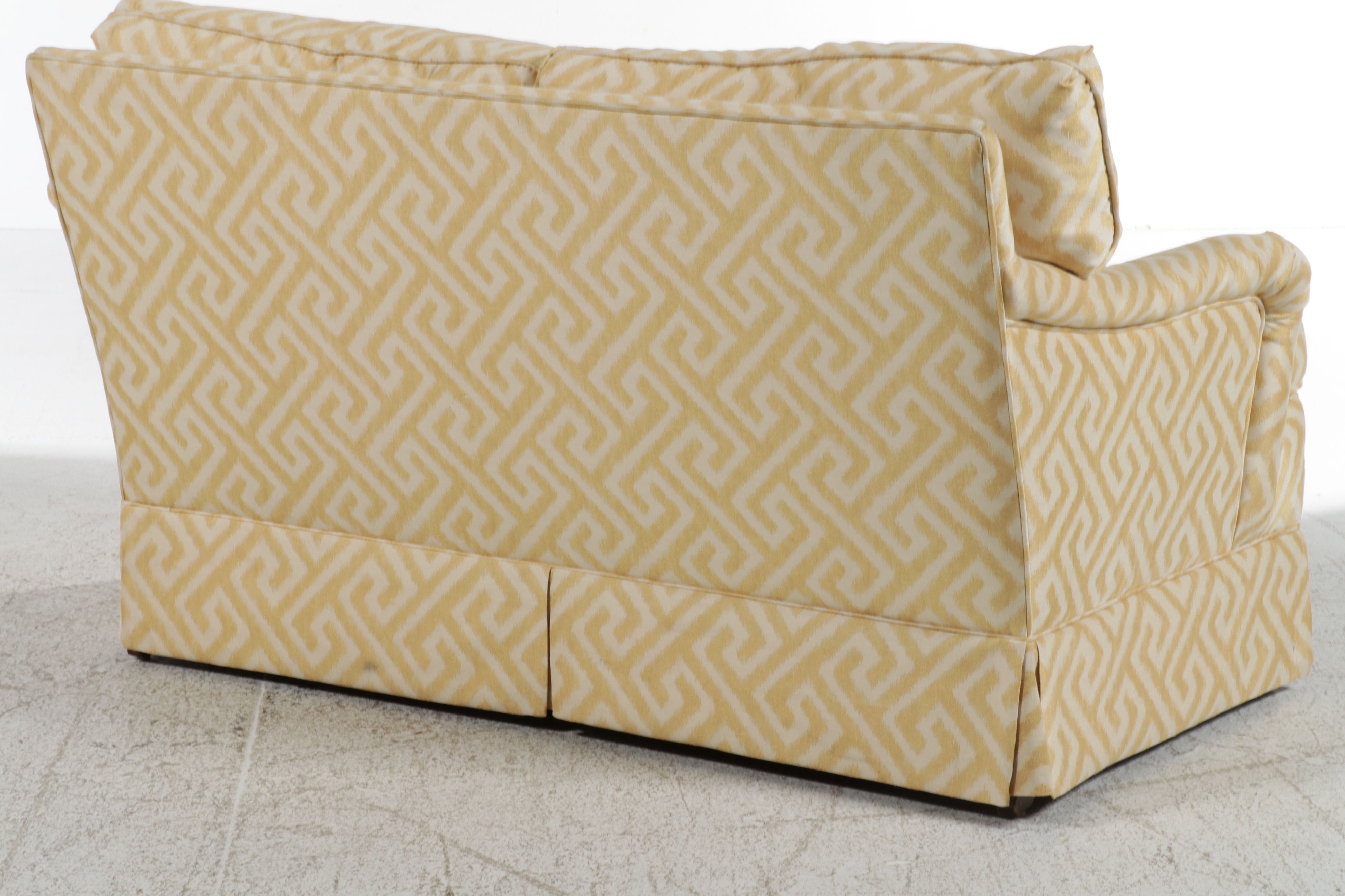 Contemporary Hollywood Regency Style Greek Key Upholstered Loveseat