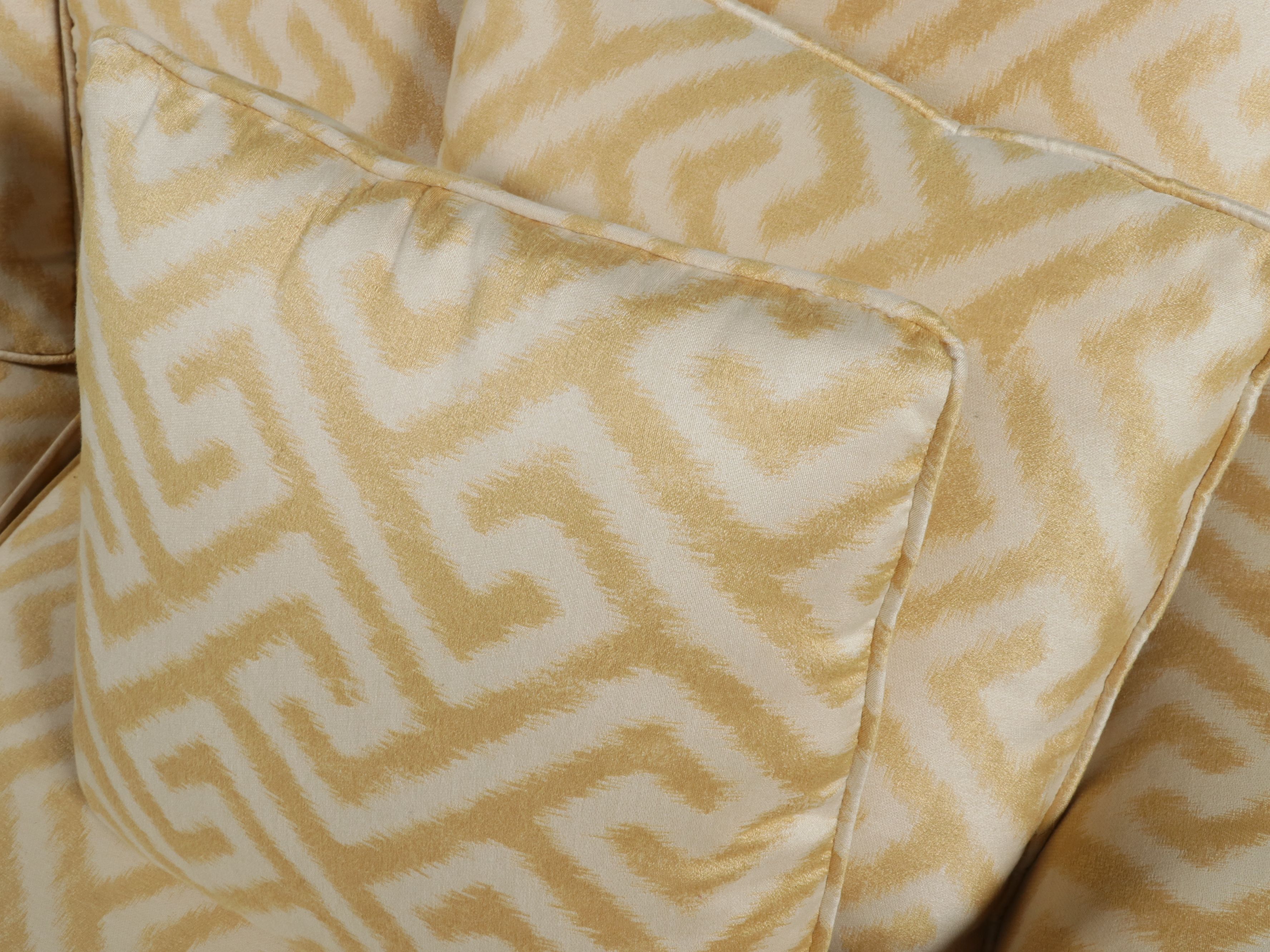 Contemporary Hollywood Regency Style Greek Key Upholstered Loveseat