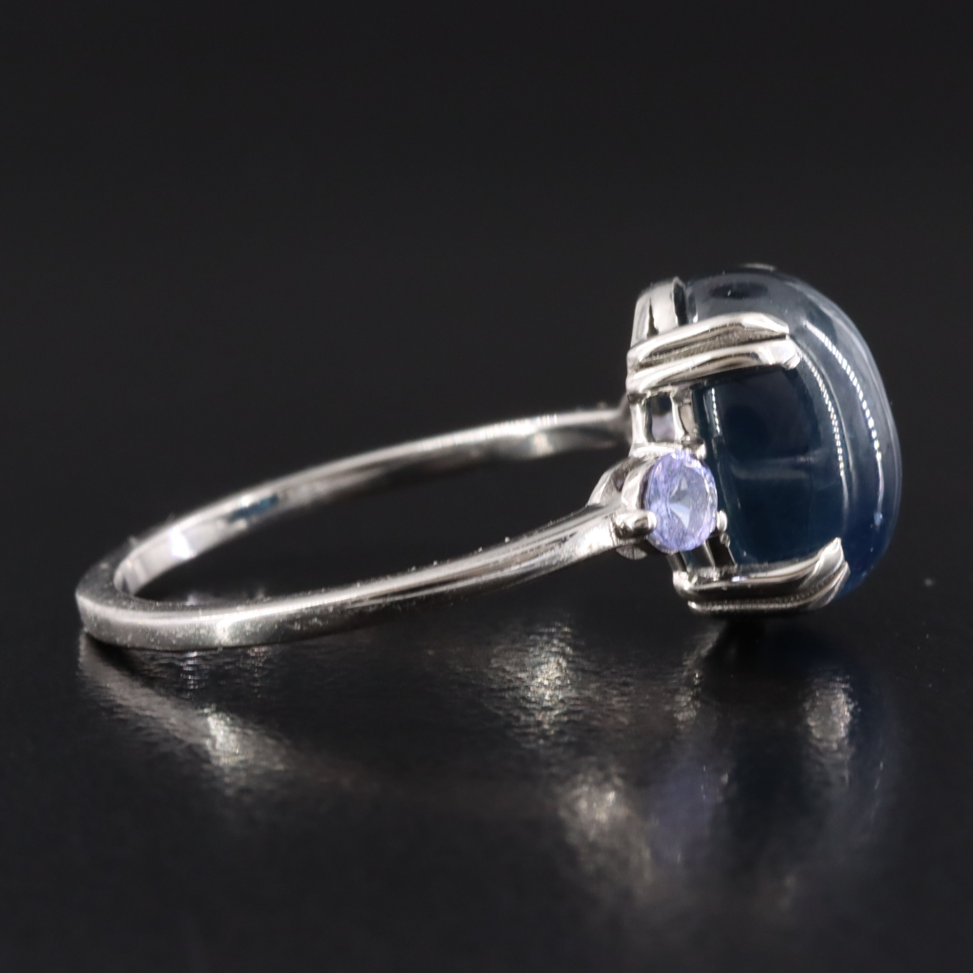 Platinum 6.26 CT Sapphire and Tanzanite Ring