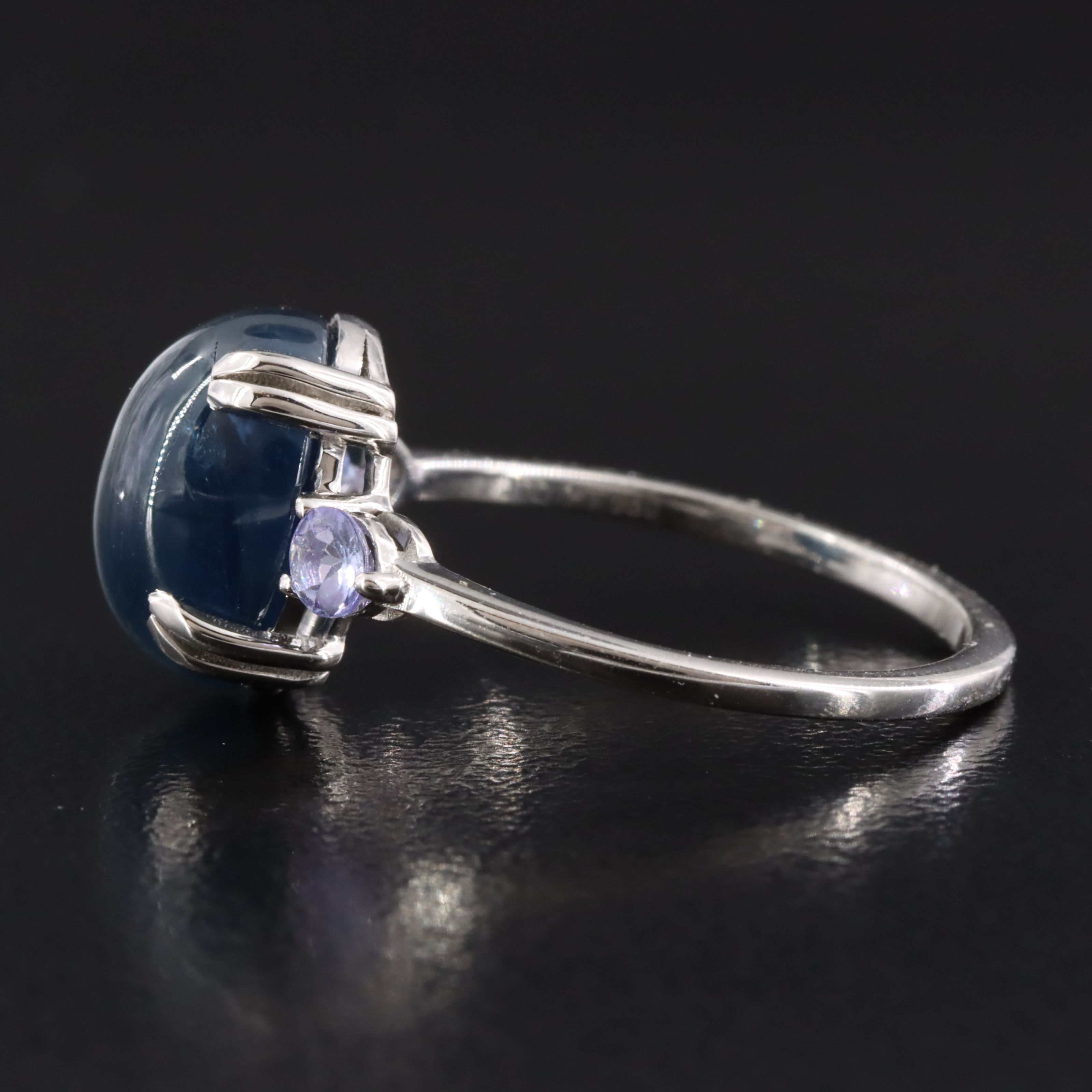 Platinum 6.26 CT Sapphire and Tanzanite Ring