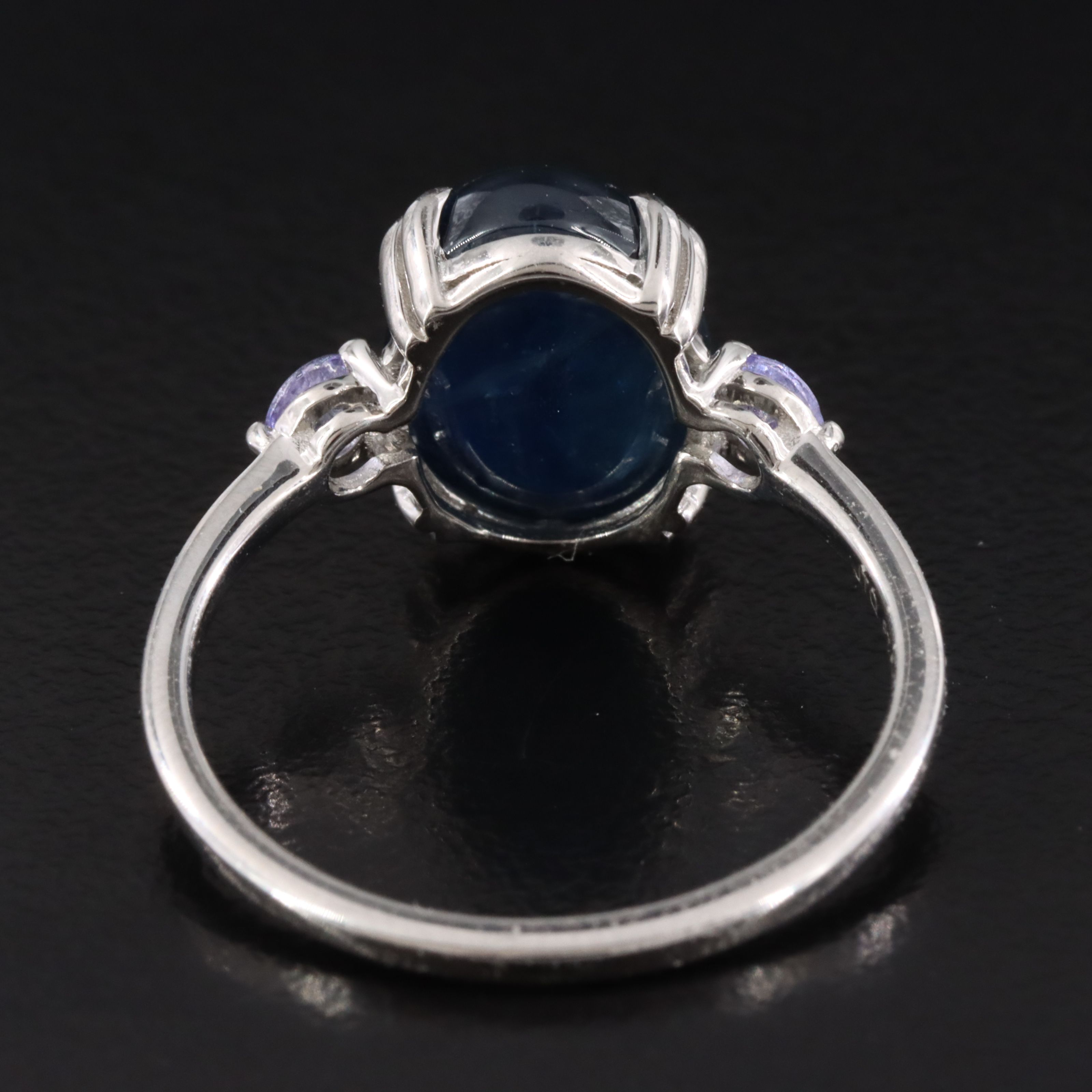 Platinum 6.26 CT Sapphire and Tanzanite Ring
