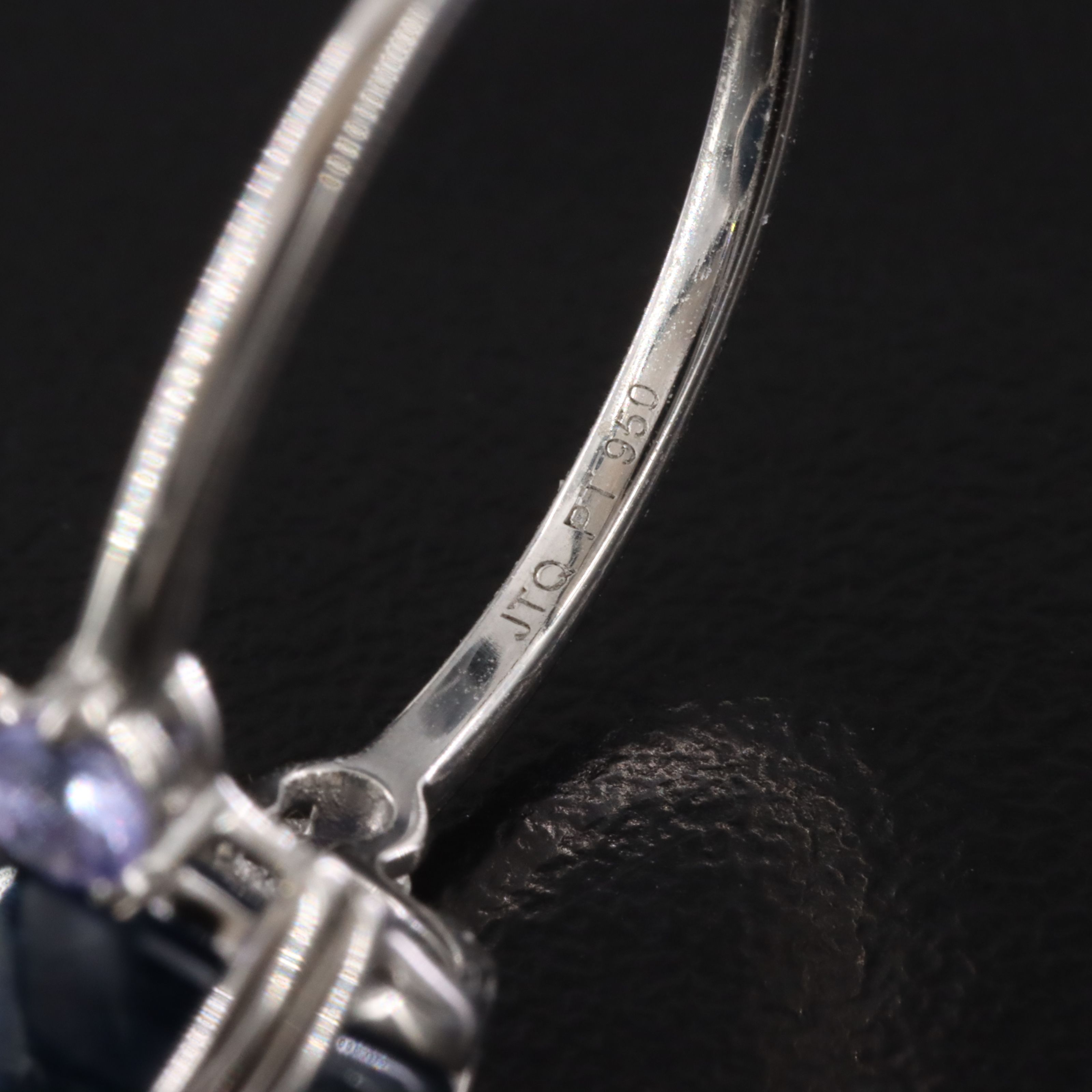 Platinum 6.26 CT Sapphire and Tanzanite Ring