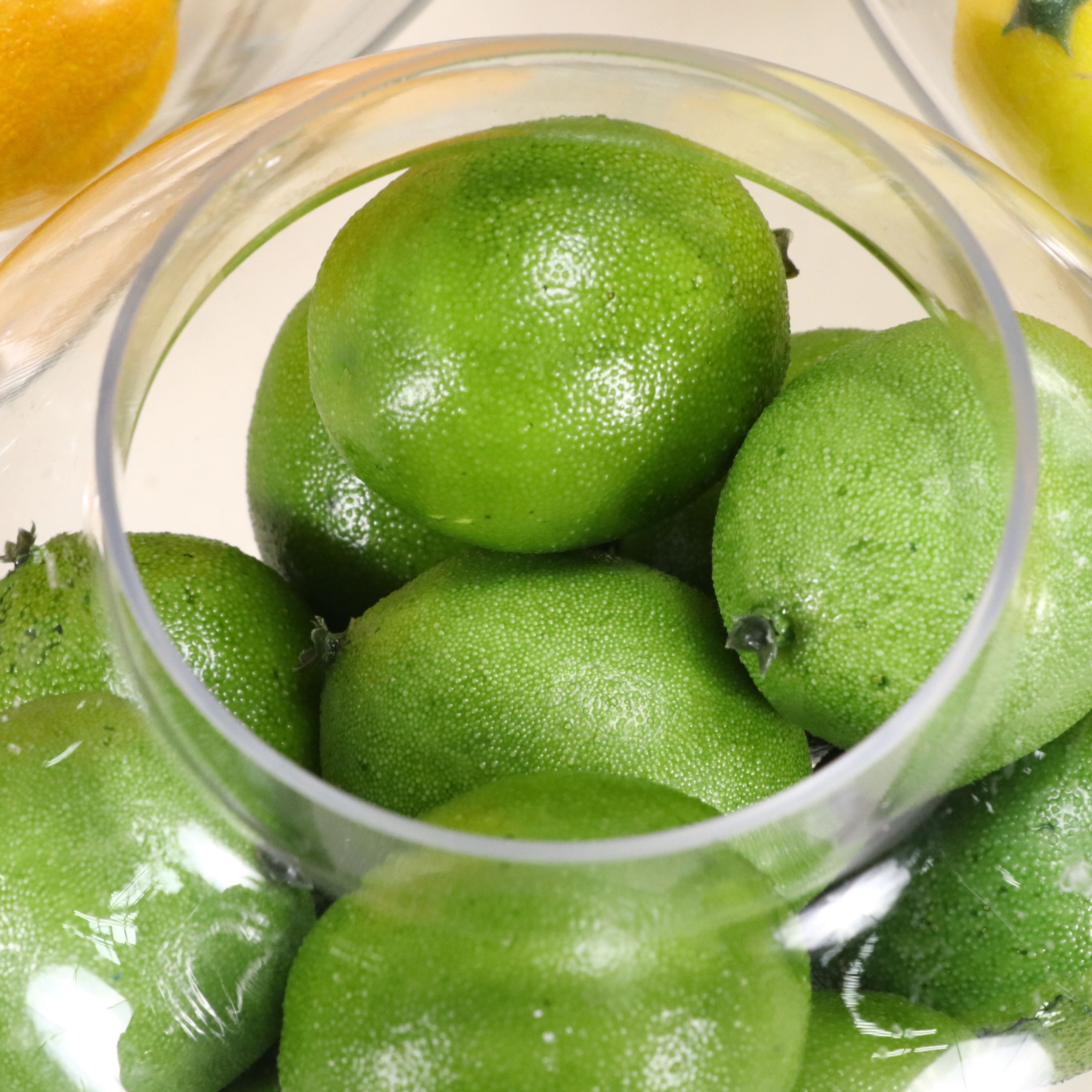 Footed Glass Apothecary Jars with Artificial Fruit