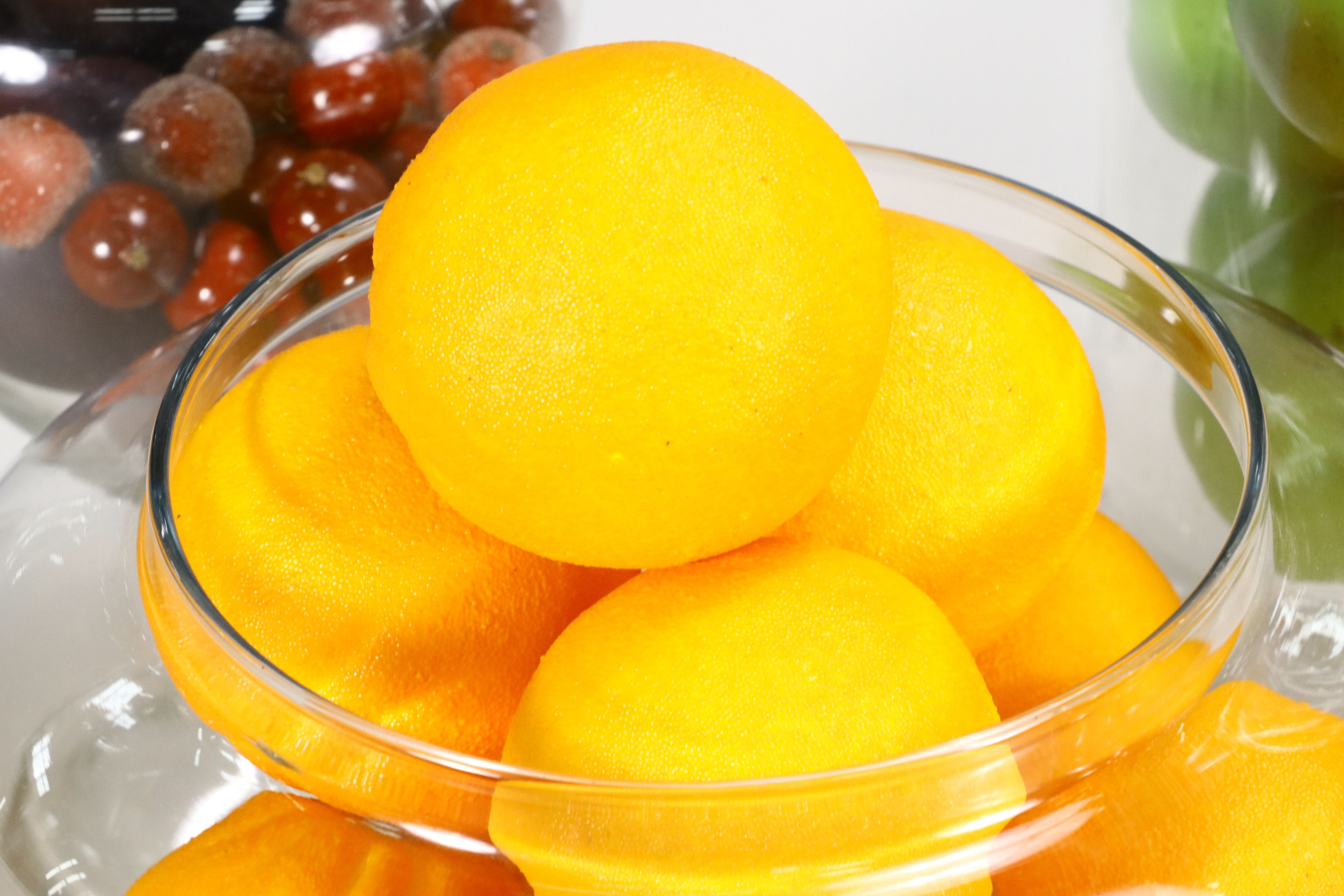 Footed Glass Apothecary Jars with Artificial Fruit