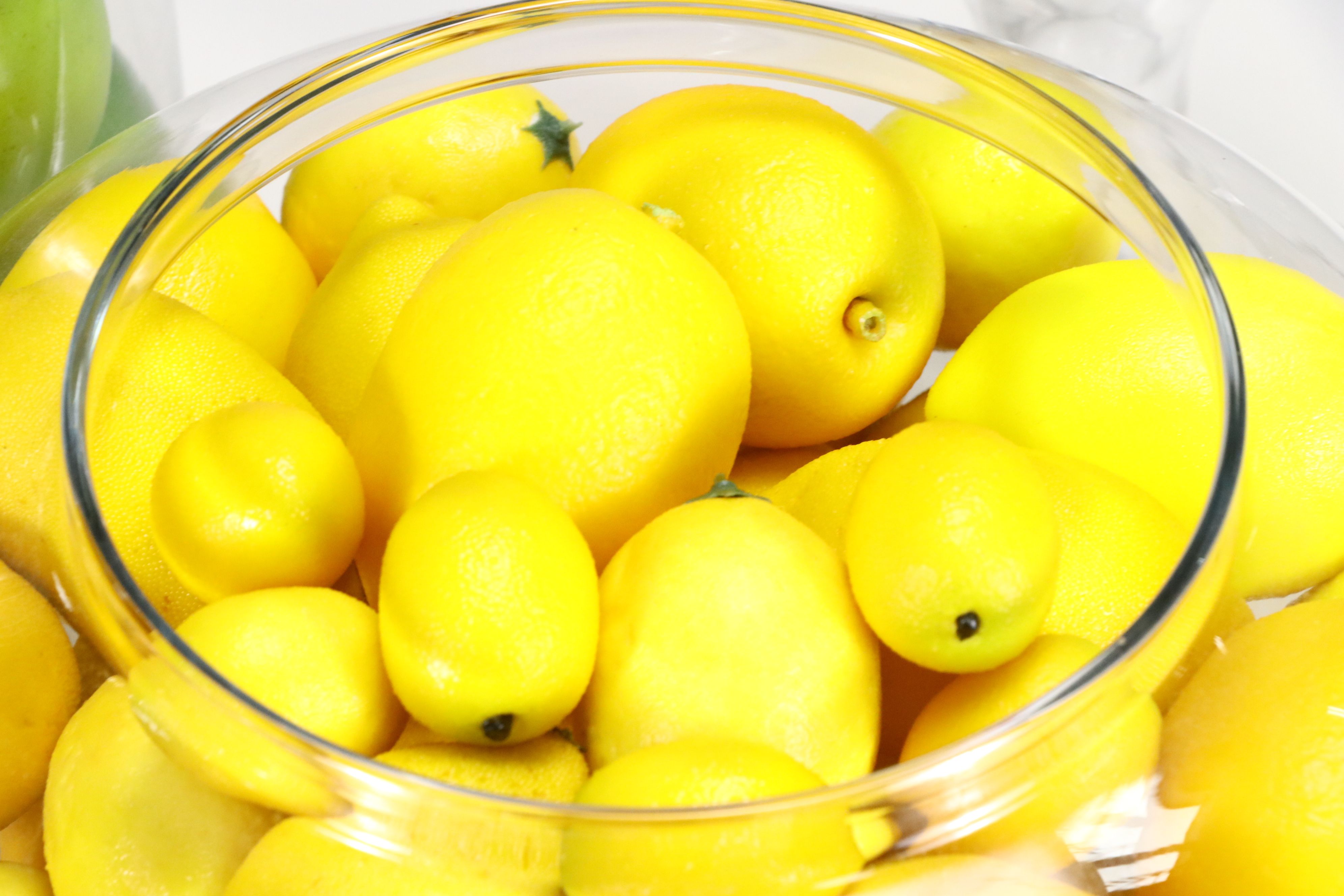 Footed Glass Apothecary Jars with Artificial Fruit