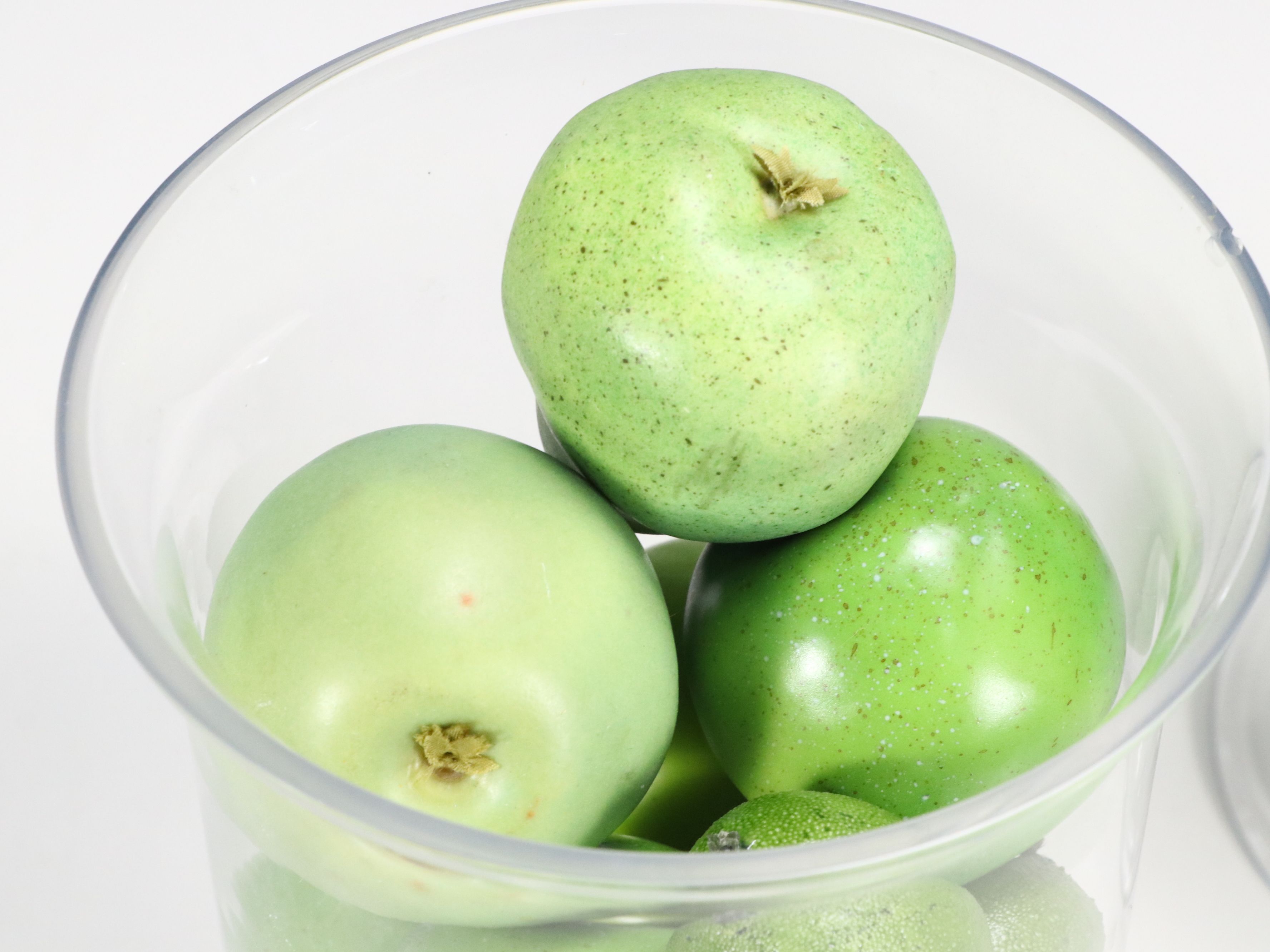 Footed Glass Apothecary Jars with Artificial Fruit
