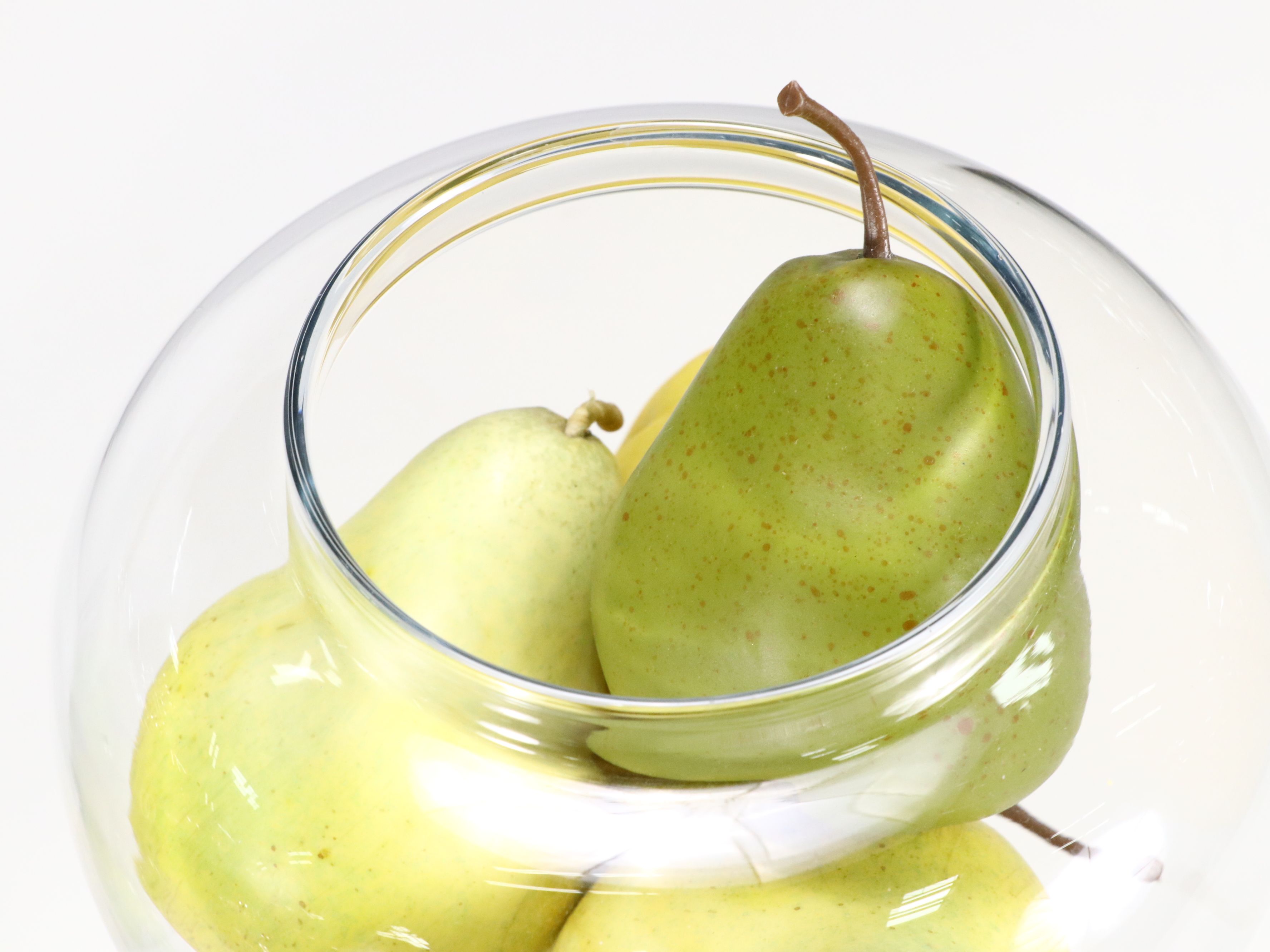Footed Glass Apothecary Jars with Artificial Fruit