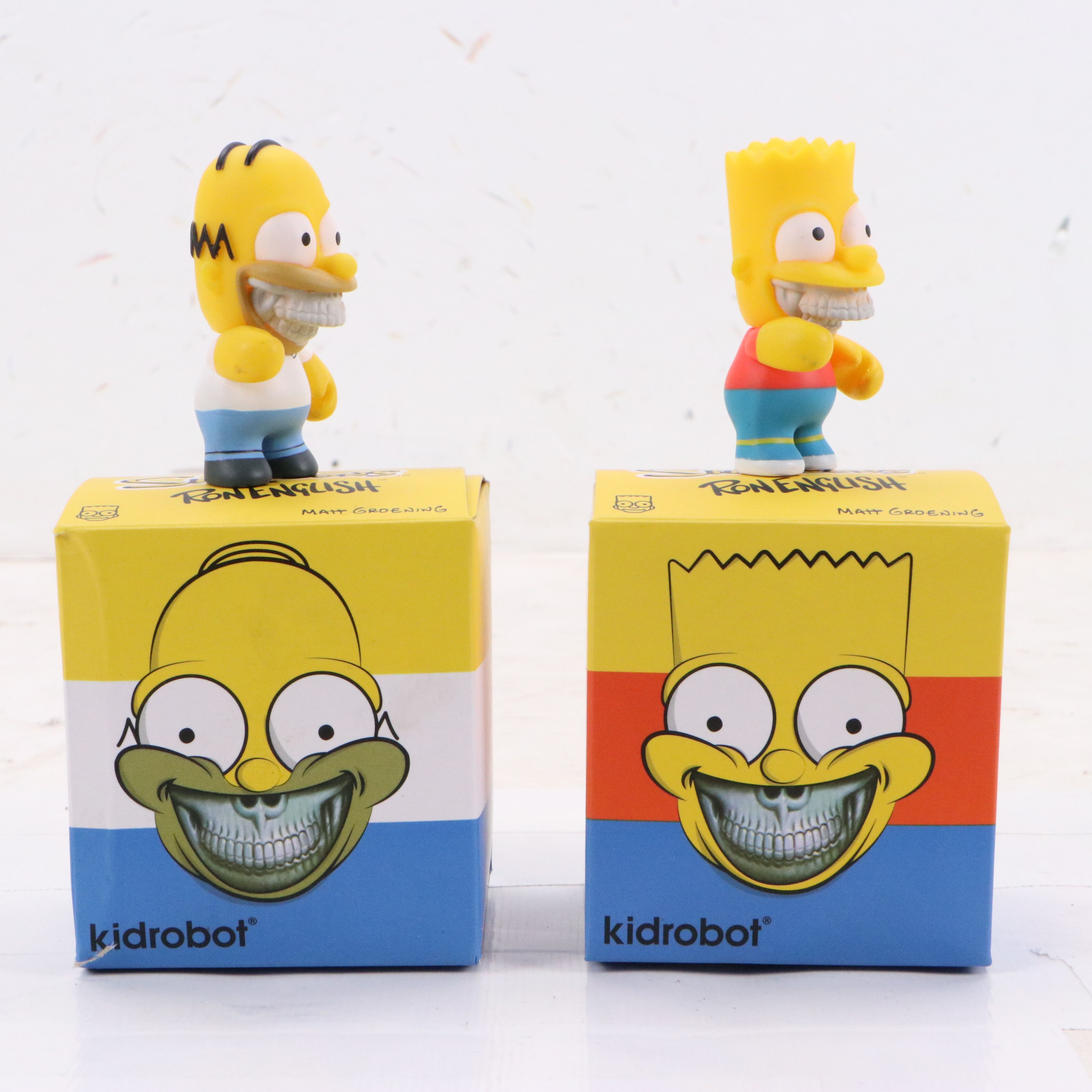 "The Simpsons x Ron English" Grinning Bart and Homer Boxed Figurines, 2015