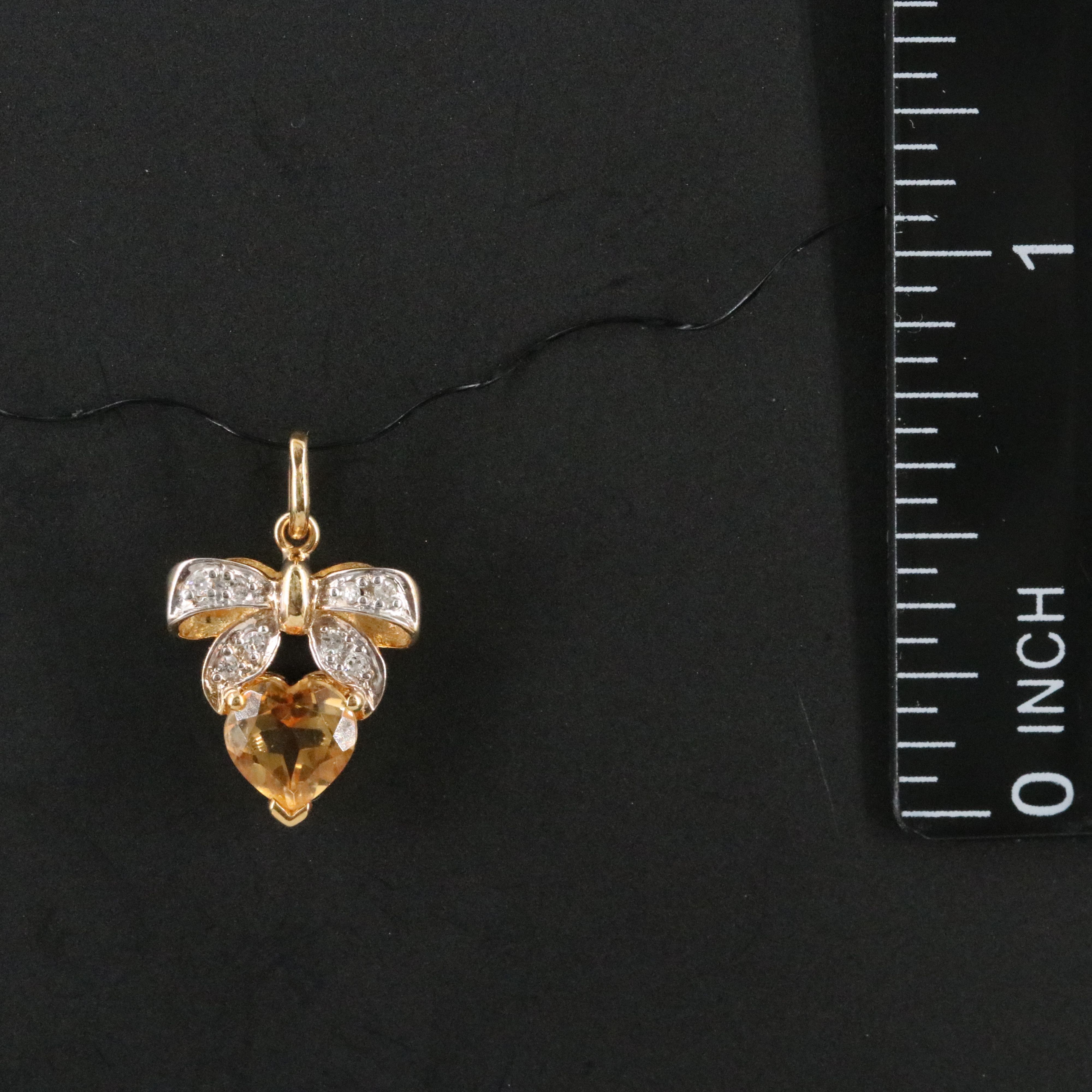 10K Citrine and Diamond Bow Pendant