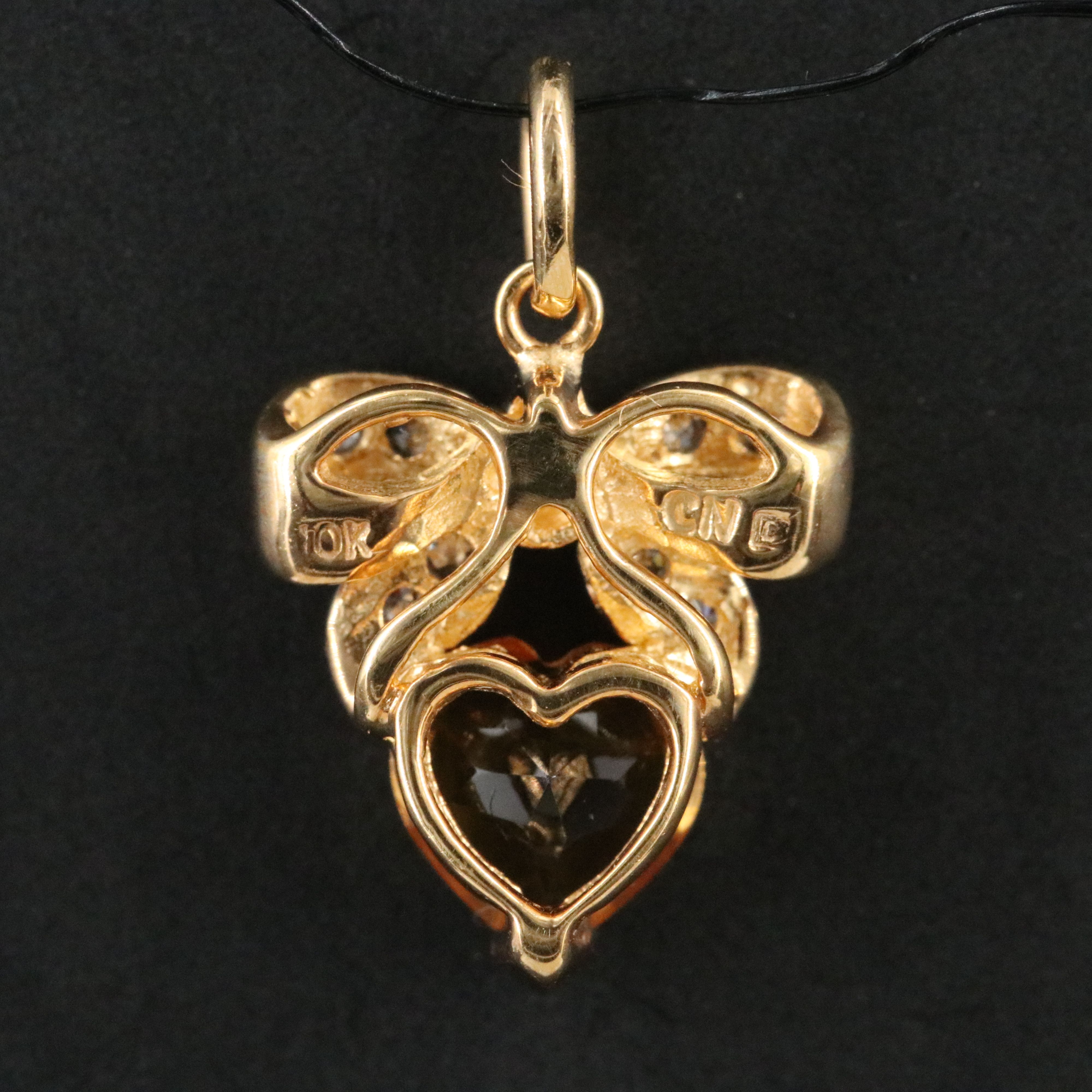10K Citrine and Diamond Bow Pendant