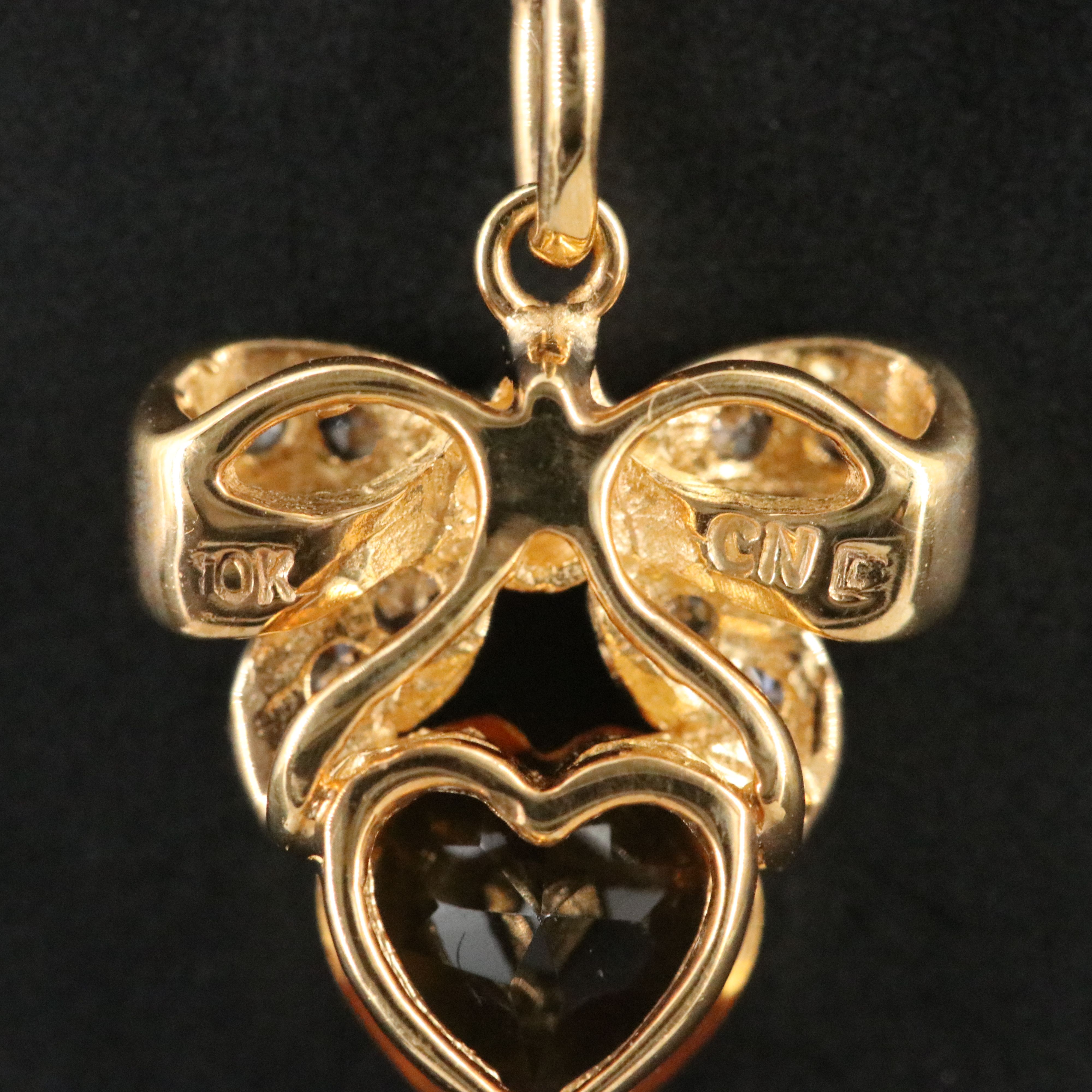 10K Citrine and Diamond Bow Pendant