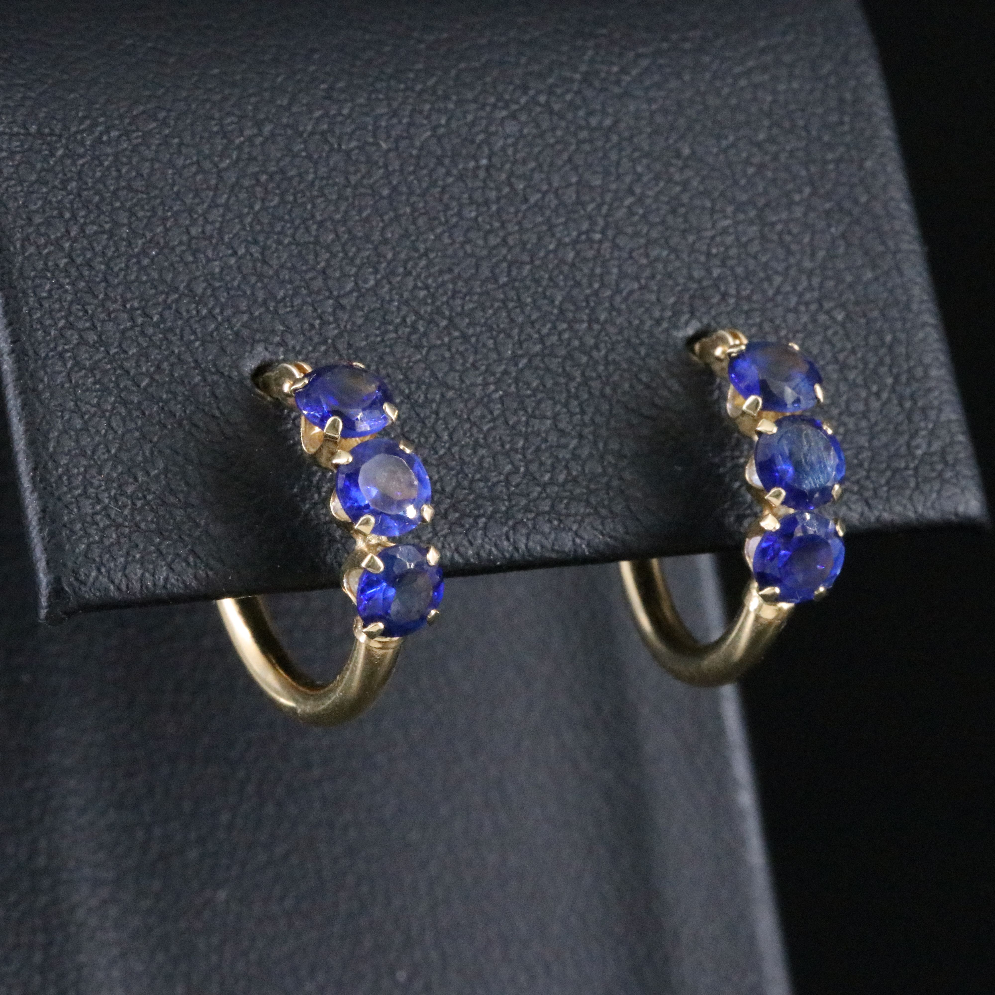 14K Sapphire Hoop Earrings