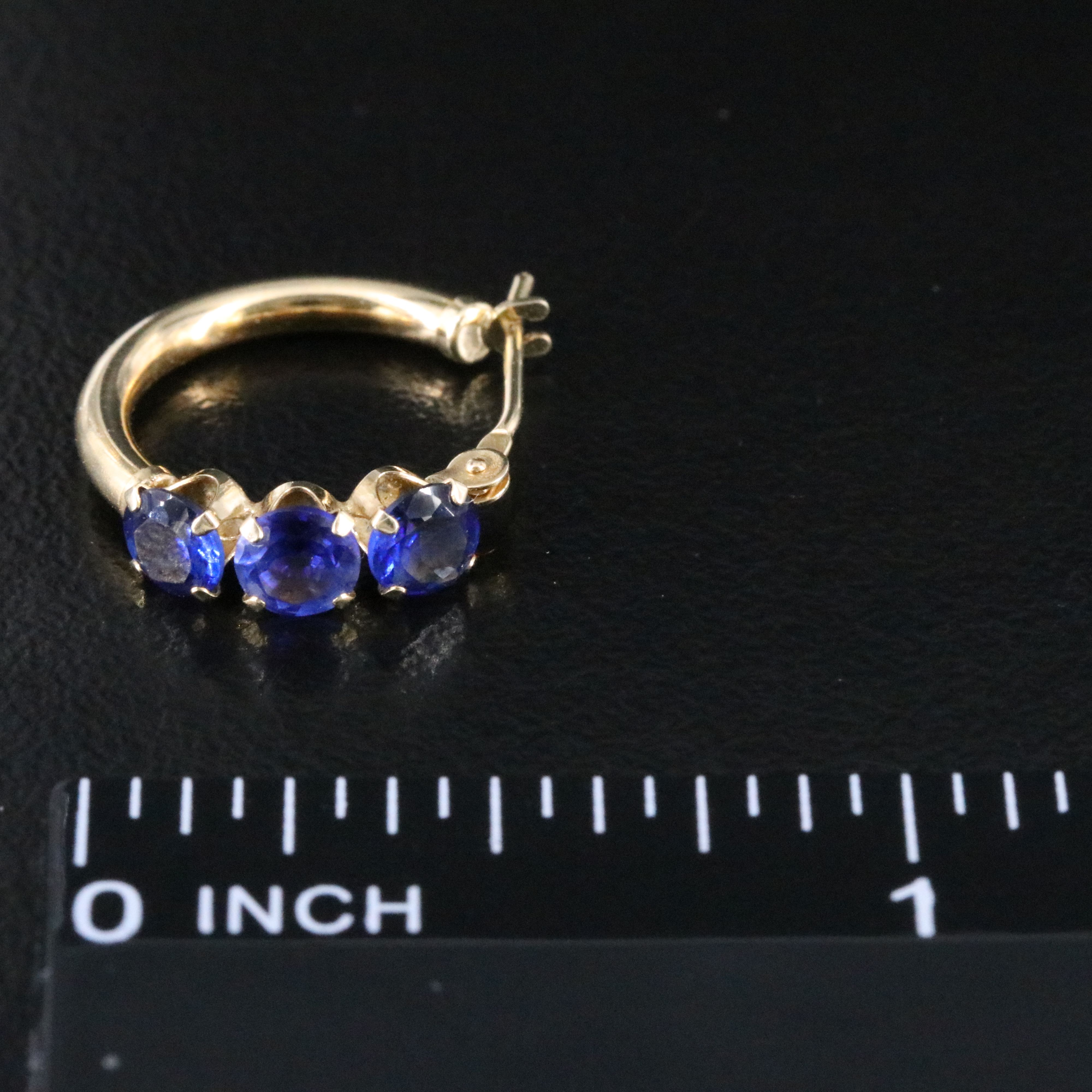 14K Sapphire Hoop Earrings