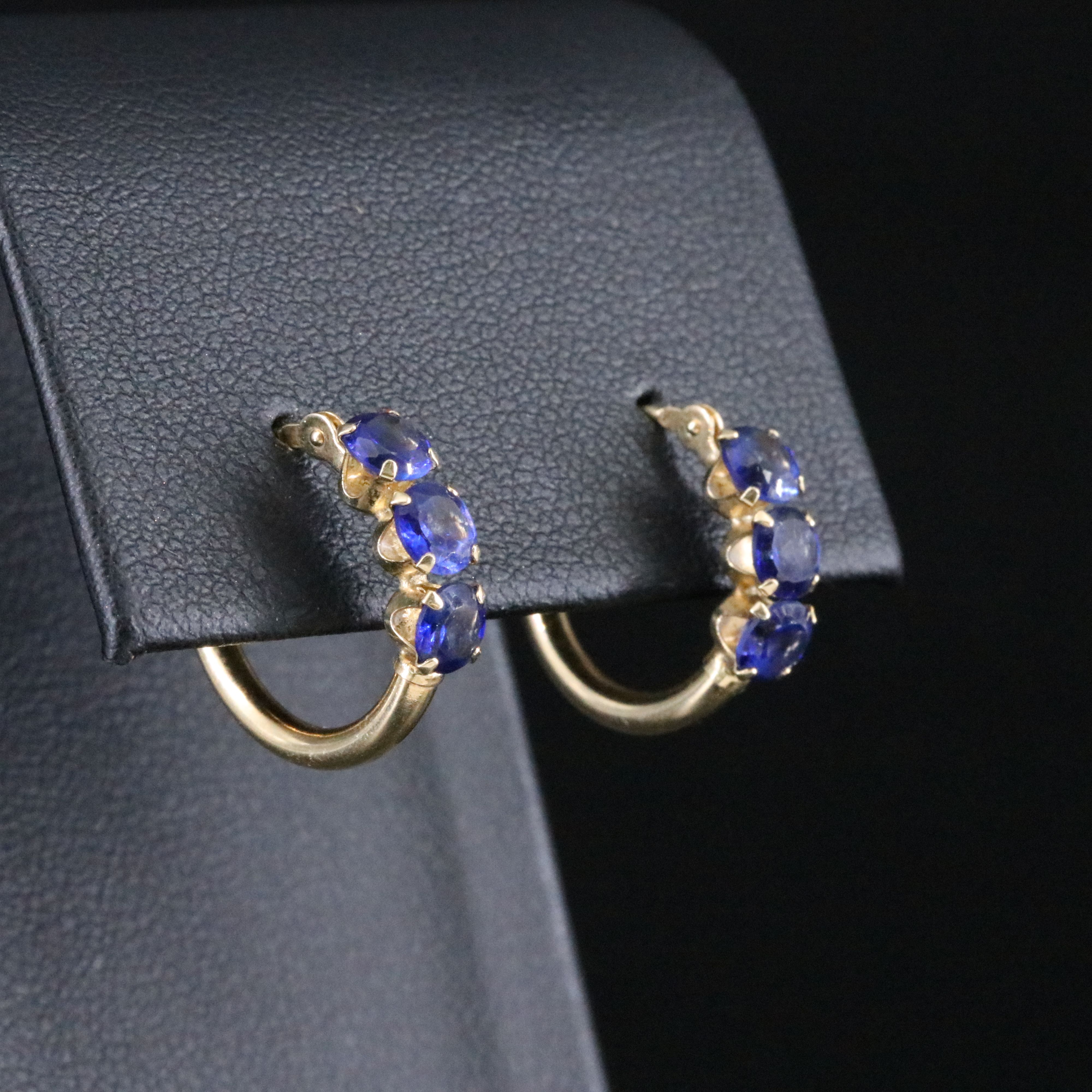 14K Sapphire Hoop Earrings