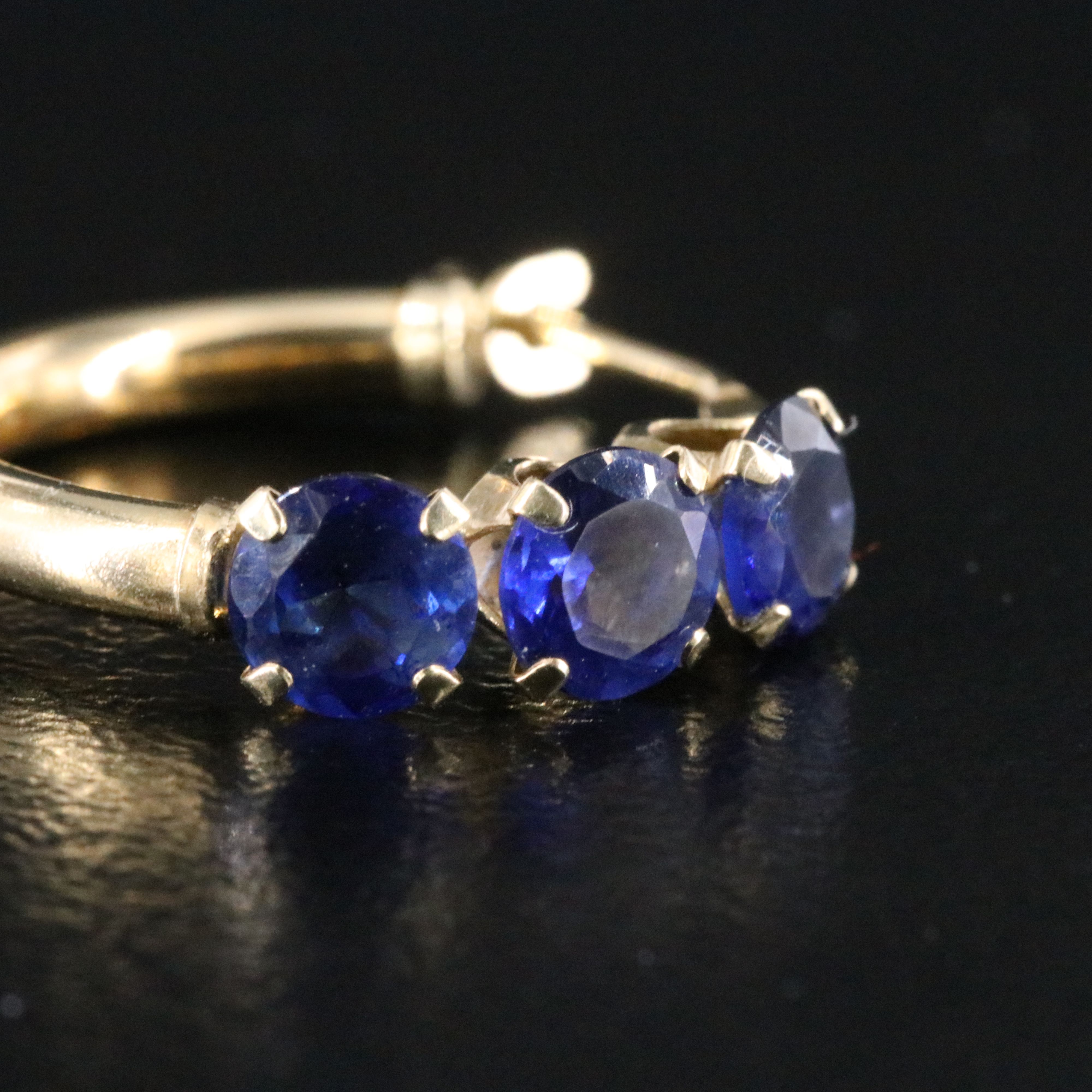 14K Sapphire Hoop Earrings