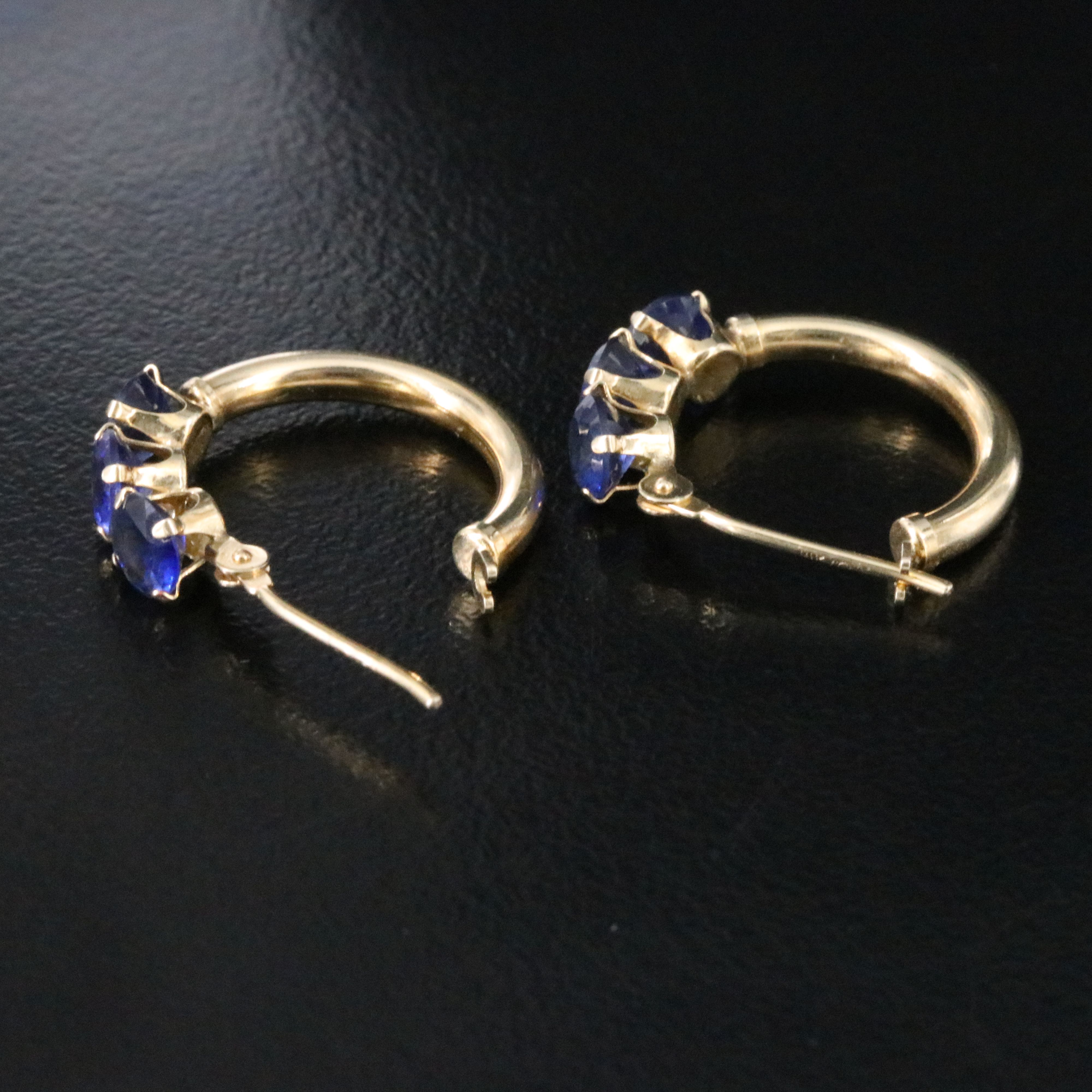 14K Sapphire Hoop Earrings