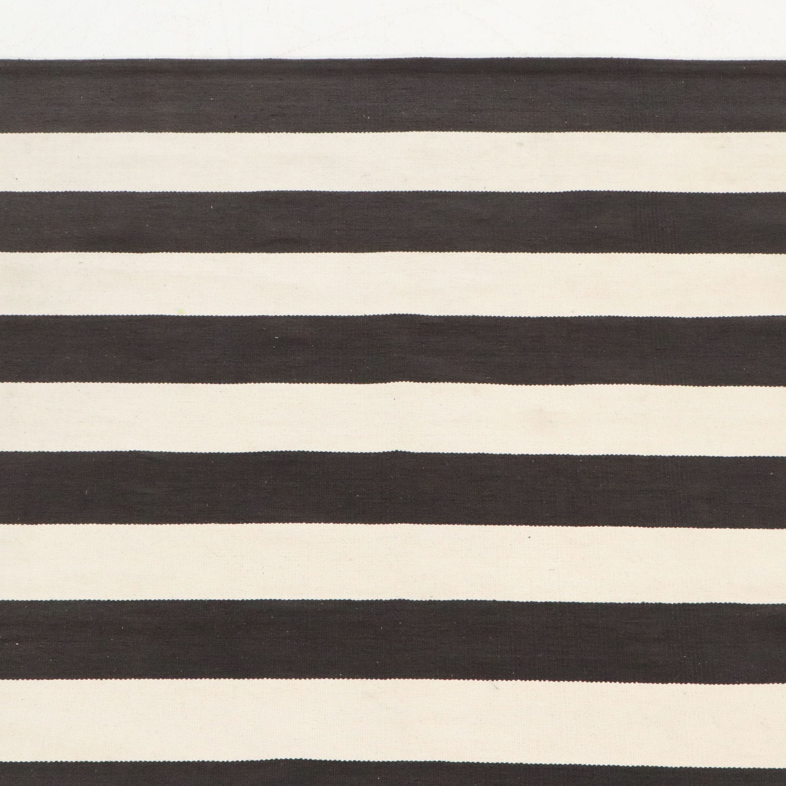 5'2 x 8' Handwoven Black and White Striped Area Rug