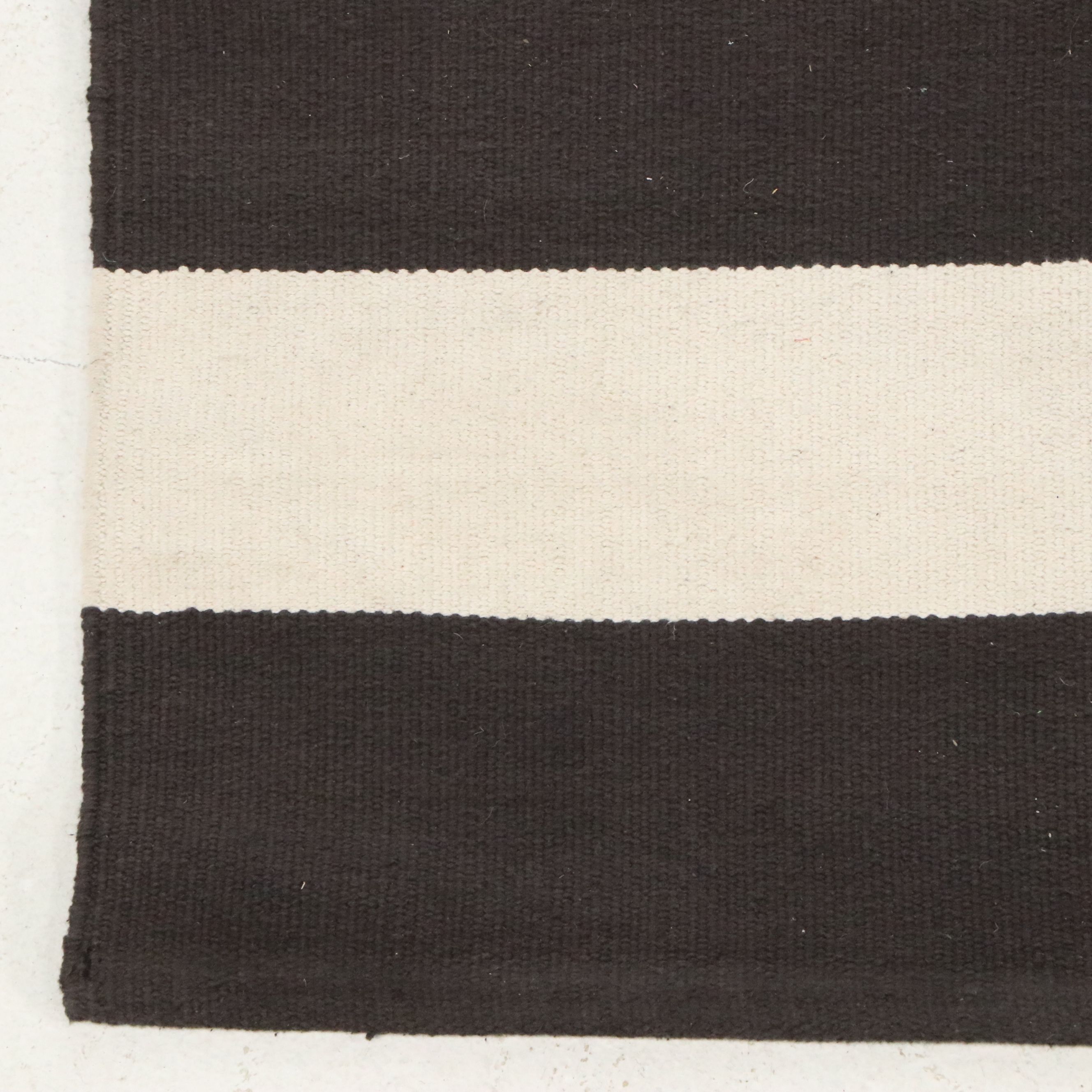 5'2 x 8' Handwoven Black and White Striped Area Rug