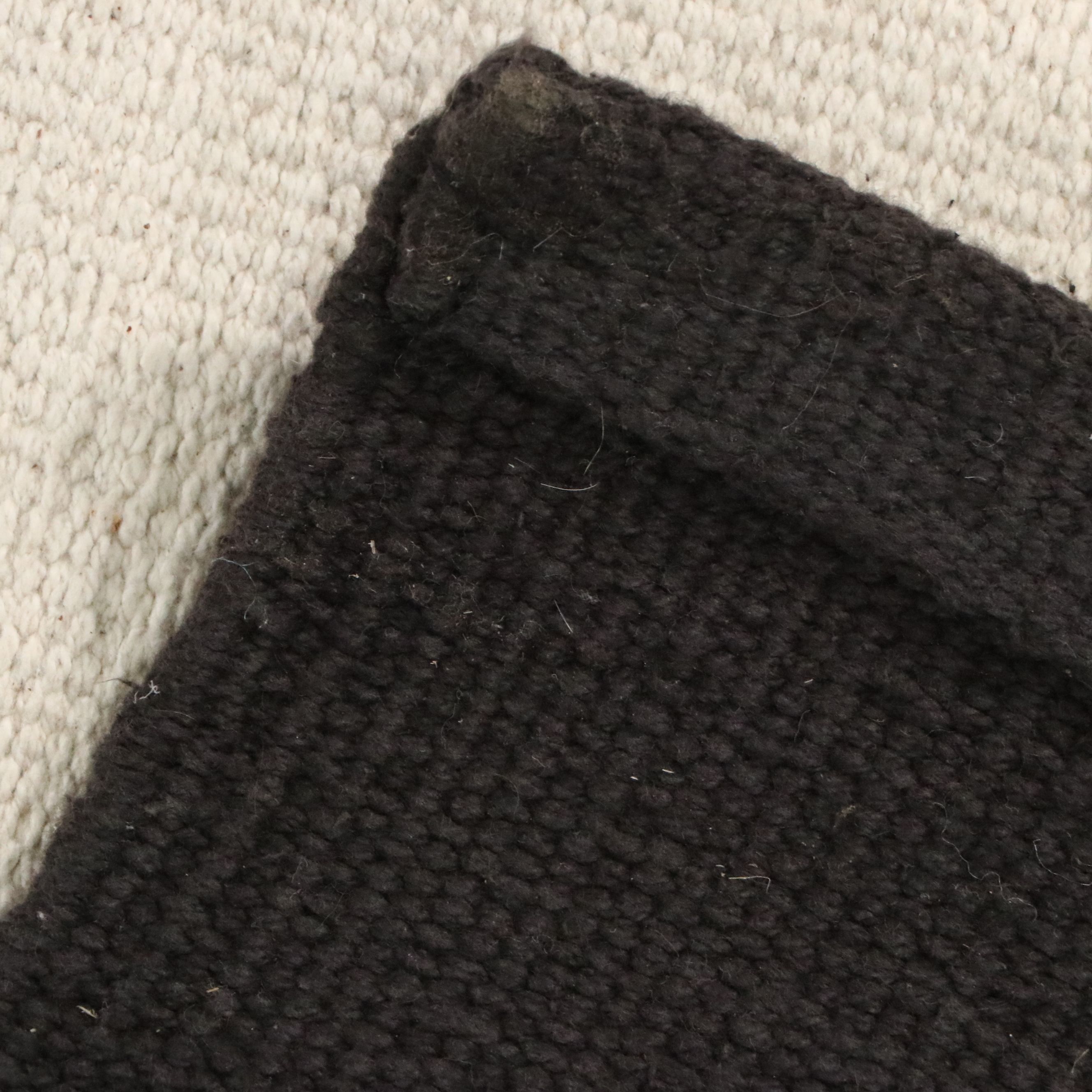 5'2 x 8' Handwoven Black and White Striped Area Rug