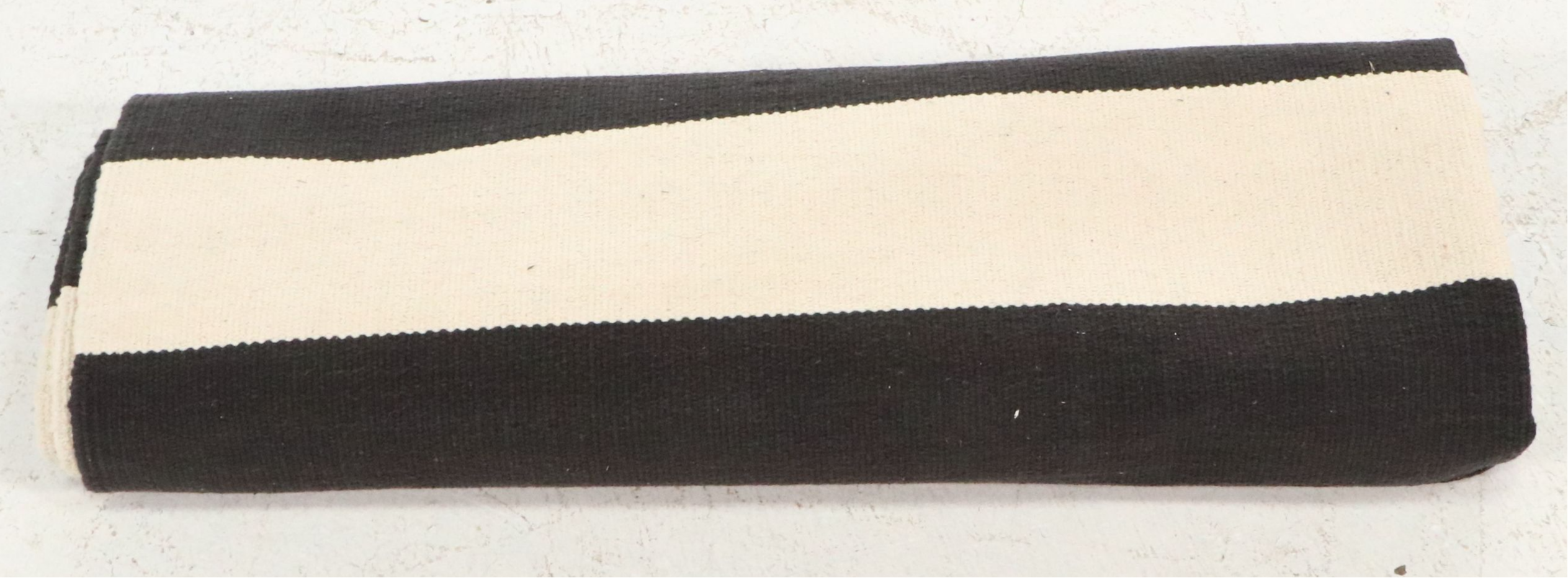 5'2 x 8' Handwoven Black and White Striped Area Rug