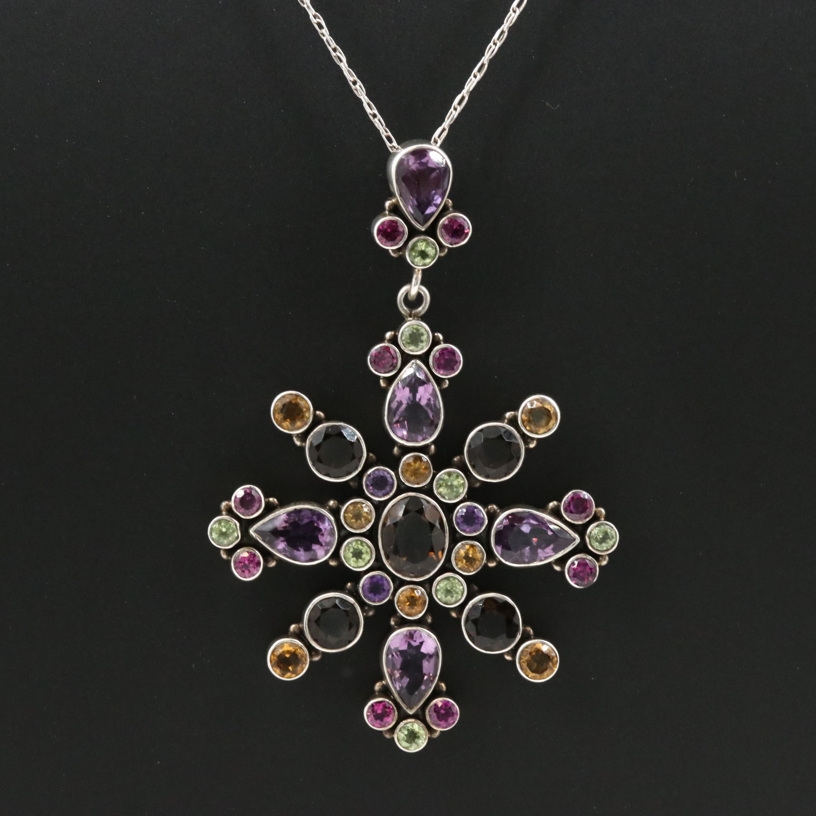 Nicky Butler Sterling Amethyst and Gemstone Pendant Necklace